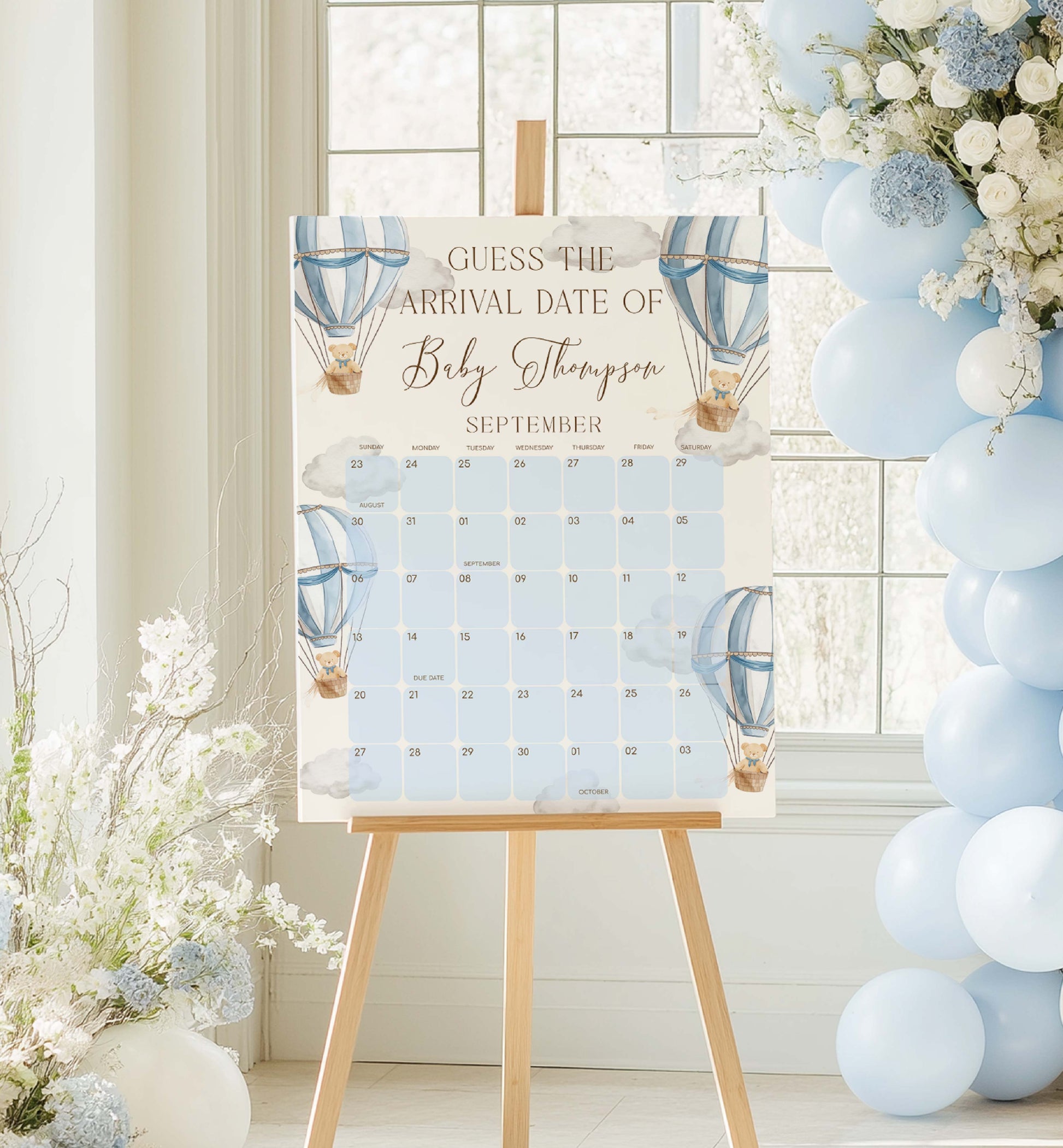 Guess The Arrival Date Game Sign, Bearly Wait Teddy Bear, Printable Guess The Due Date Game Sign, Birthday Date Calendar Guessing Game Sign