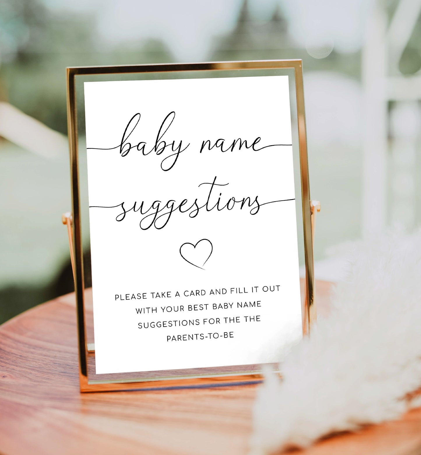 Quinn Script White | Printable Baby Name Suggestion Game Template