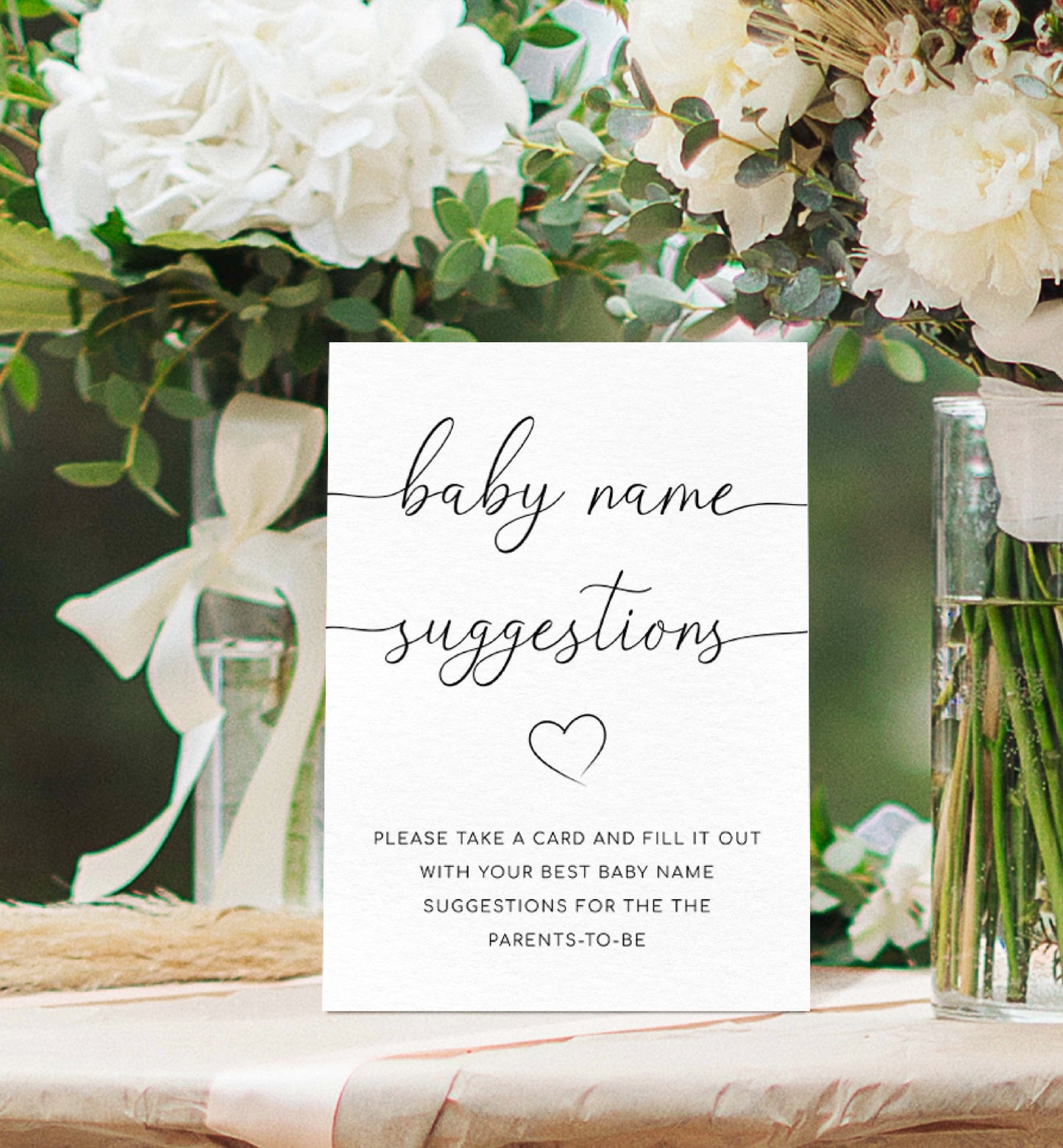 Quinn Script White | Printable Baby Name Suggestion Game Template
