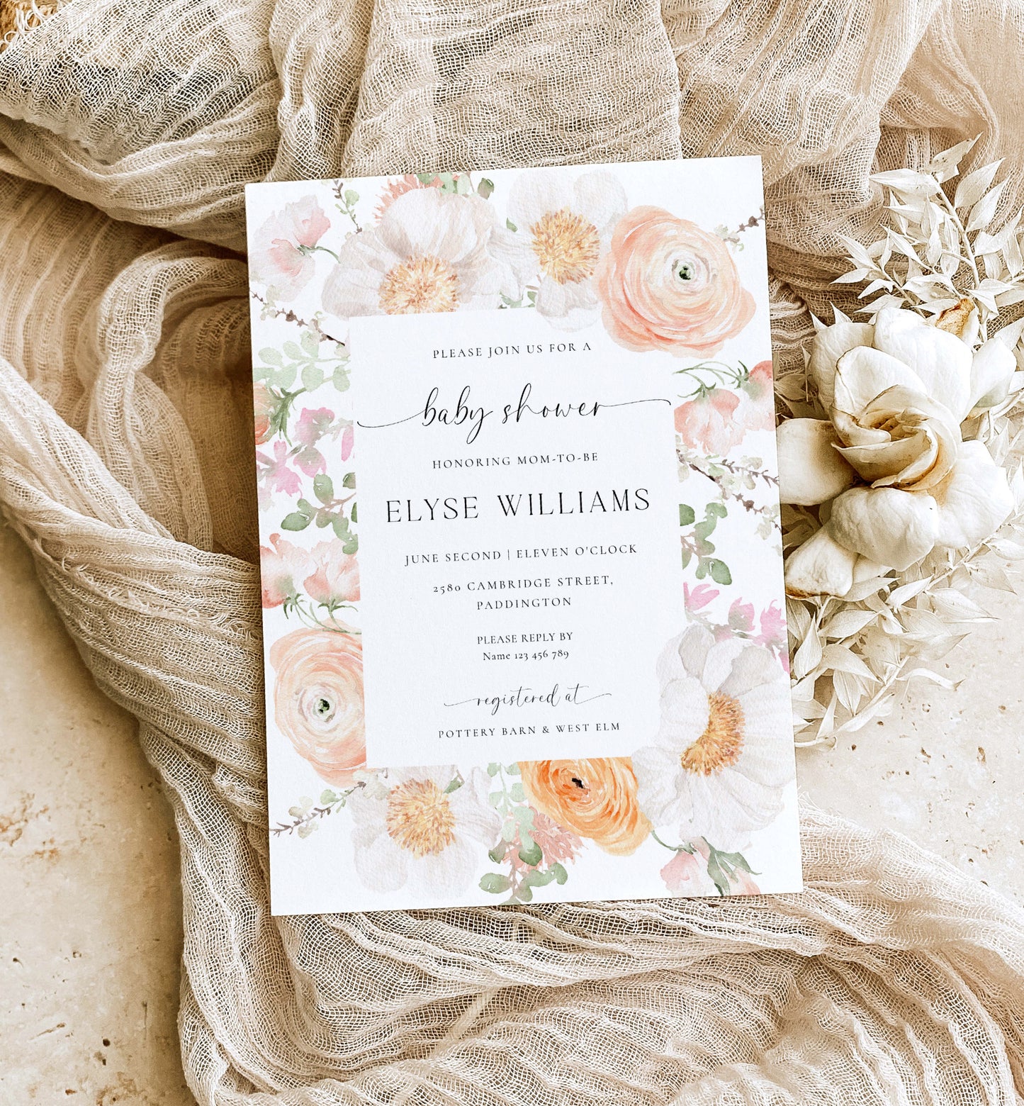 Printable Baby Shower Invitation, Diaper Raffle Ticket, Books For Baby, Gender Neutral Baby Shower, Boho Wildflower Baby Shower, Millie