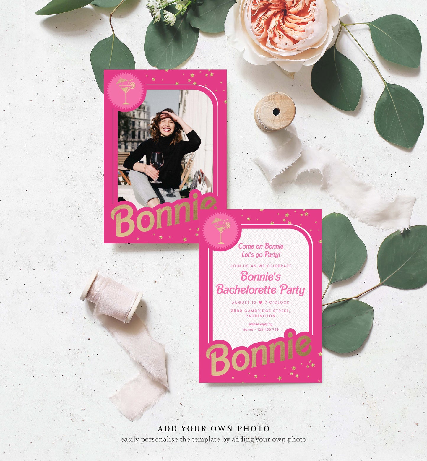 Barbie Party Hot Pink Gold | Printable Bachelorette Party Invitation and Itinerary Template