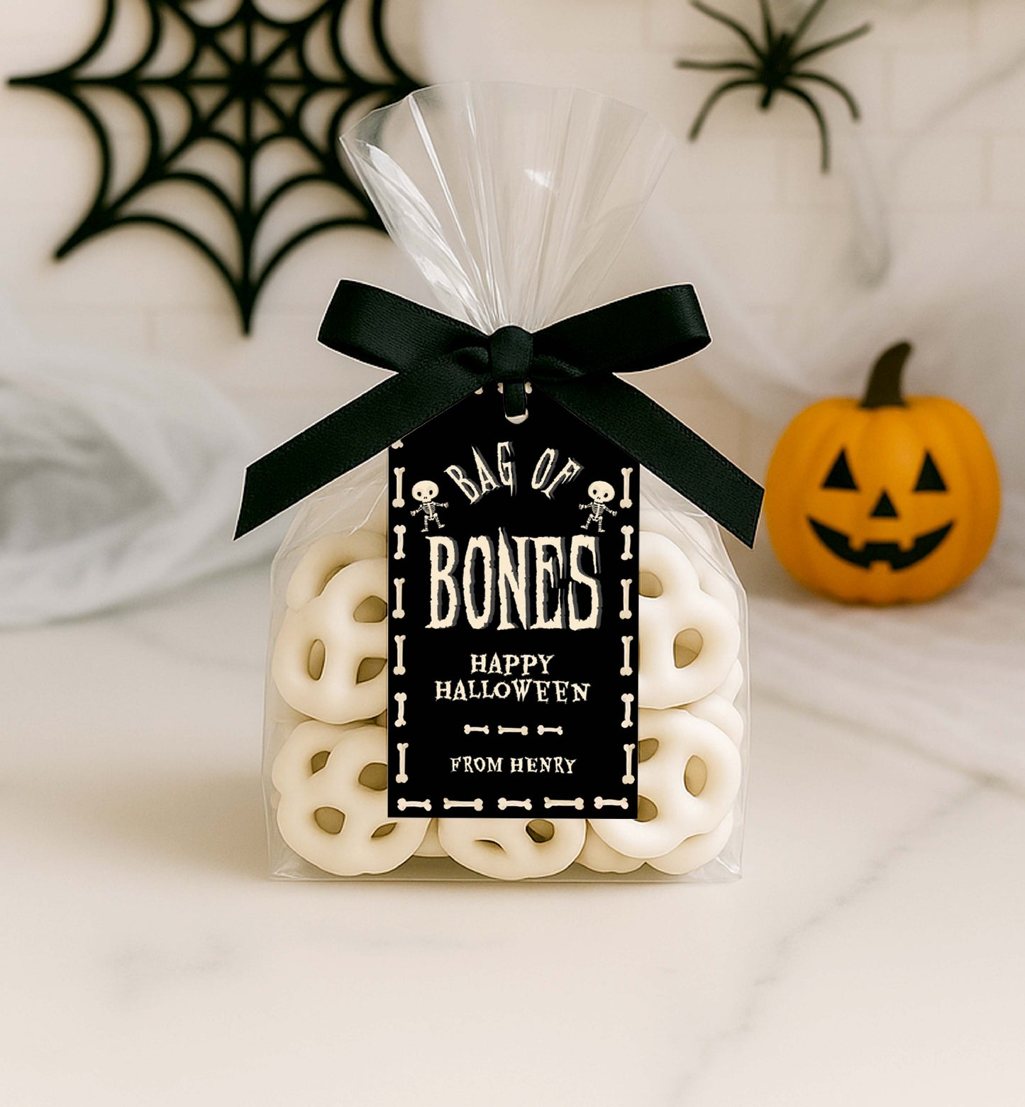 Bag Of Bones Treat Tag, Skeleton Bones, Printable Halloween Favor Tags, Trick Or Treat Party Favors, Classroom Halloween Gift