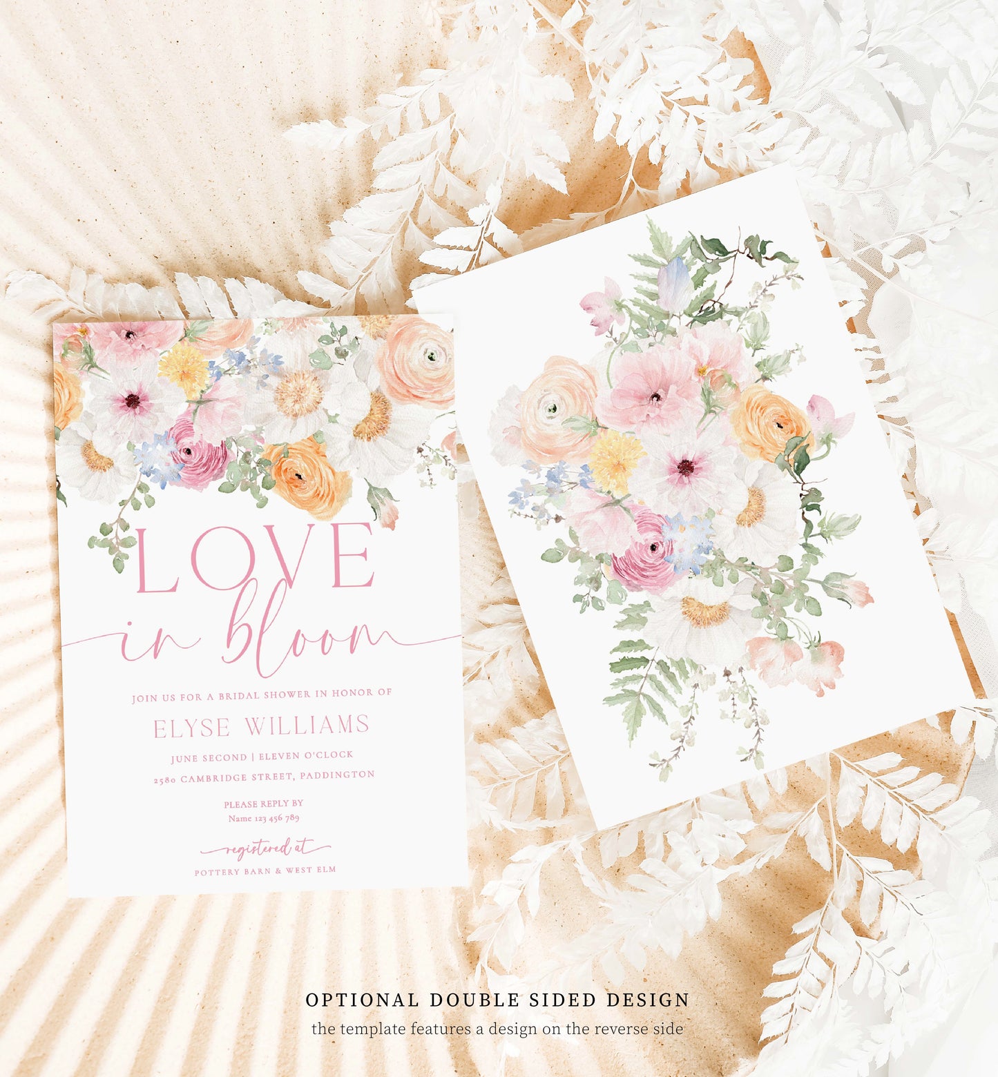 Love In Bloom Bridal Shower Invitation Template, Printable Spring Floral Bridal Shower Invite, Boho Wildflower Bridal Shower Invite, Hens Party Invitation, Pink Floral Bridal Shower, Millie