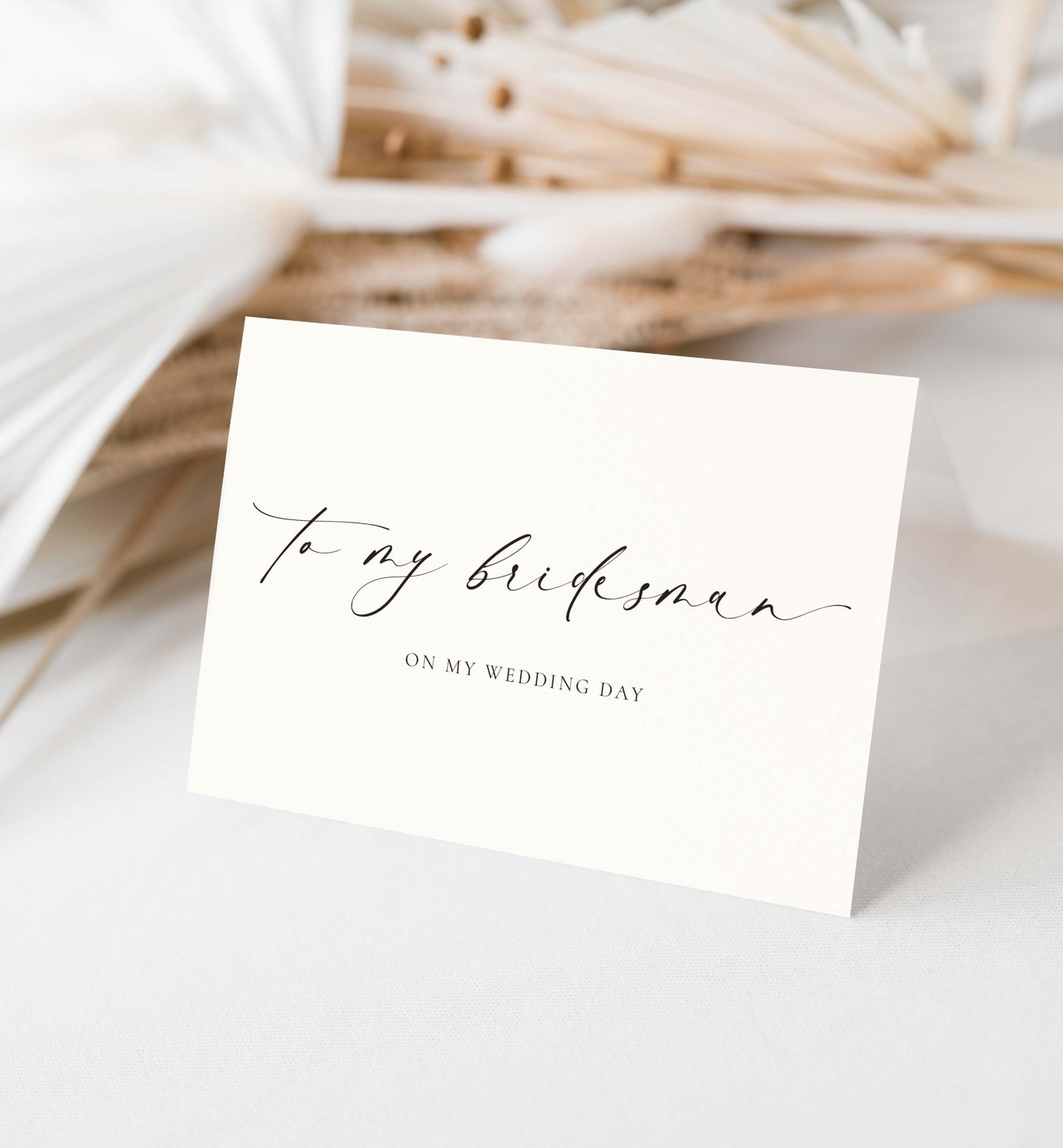 To My Bridesman and Man Of Honour On My Wedding Day Card, Minimalist Wedding Card, Thank You Bridal Party Card, Off White Ivory, Ellesmere