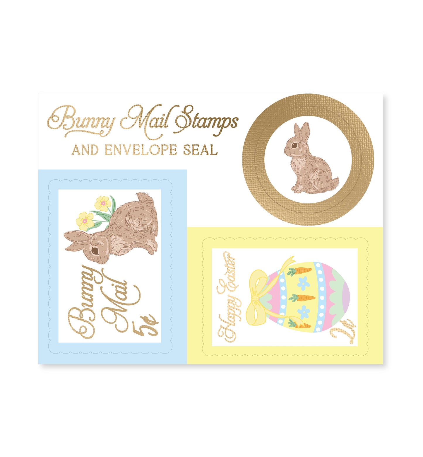 Bunny Mail Stamp Easter Stickers Blue