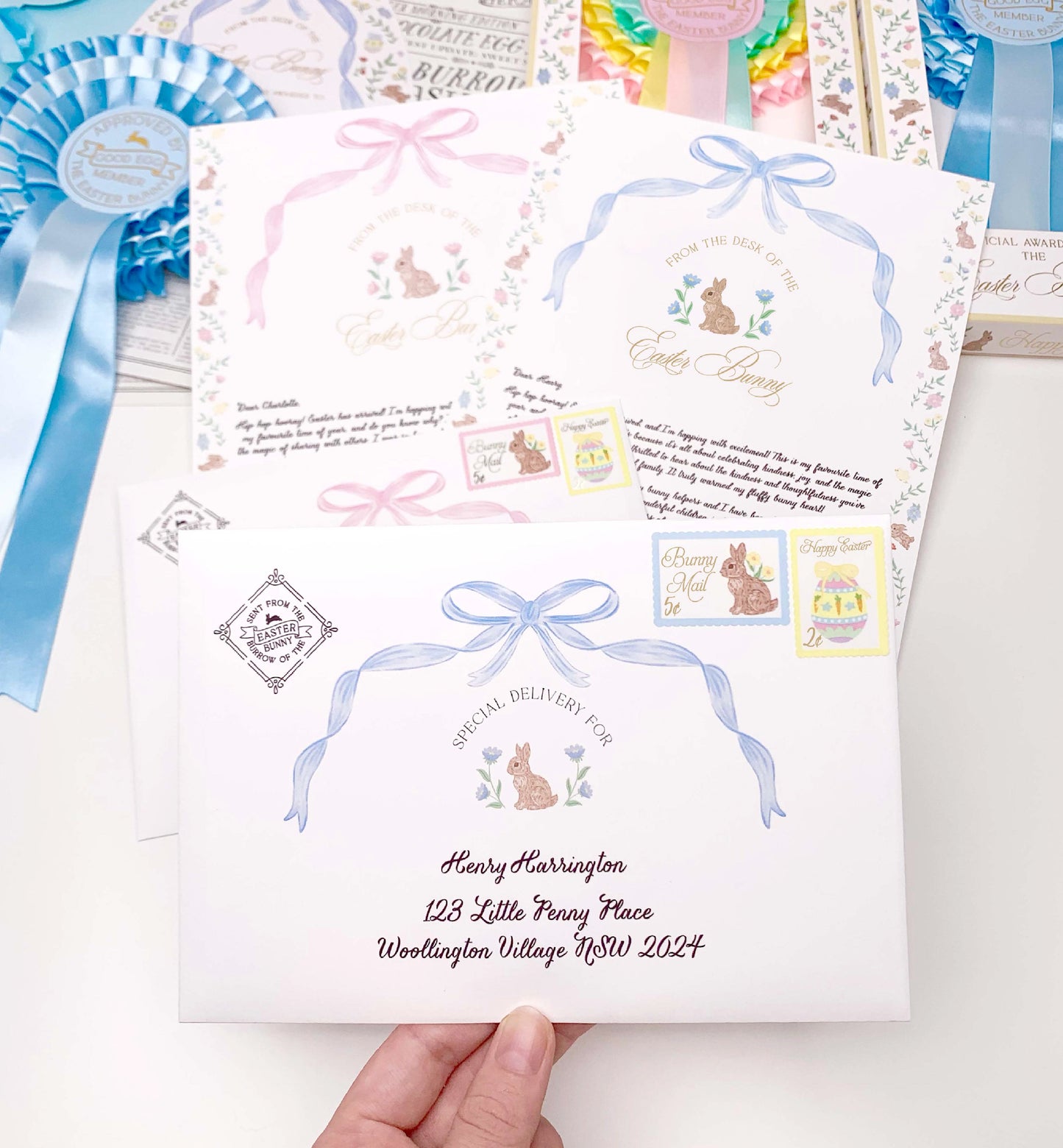 Bunny Mail Stamp Easter Stickers Blue