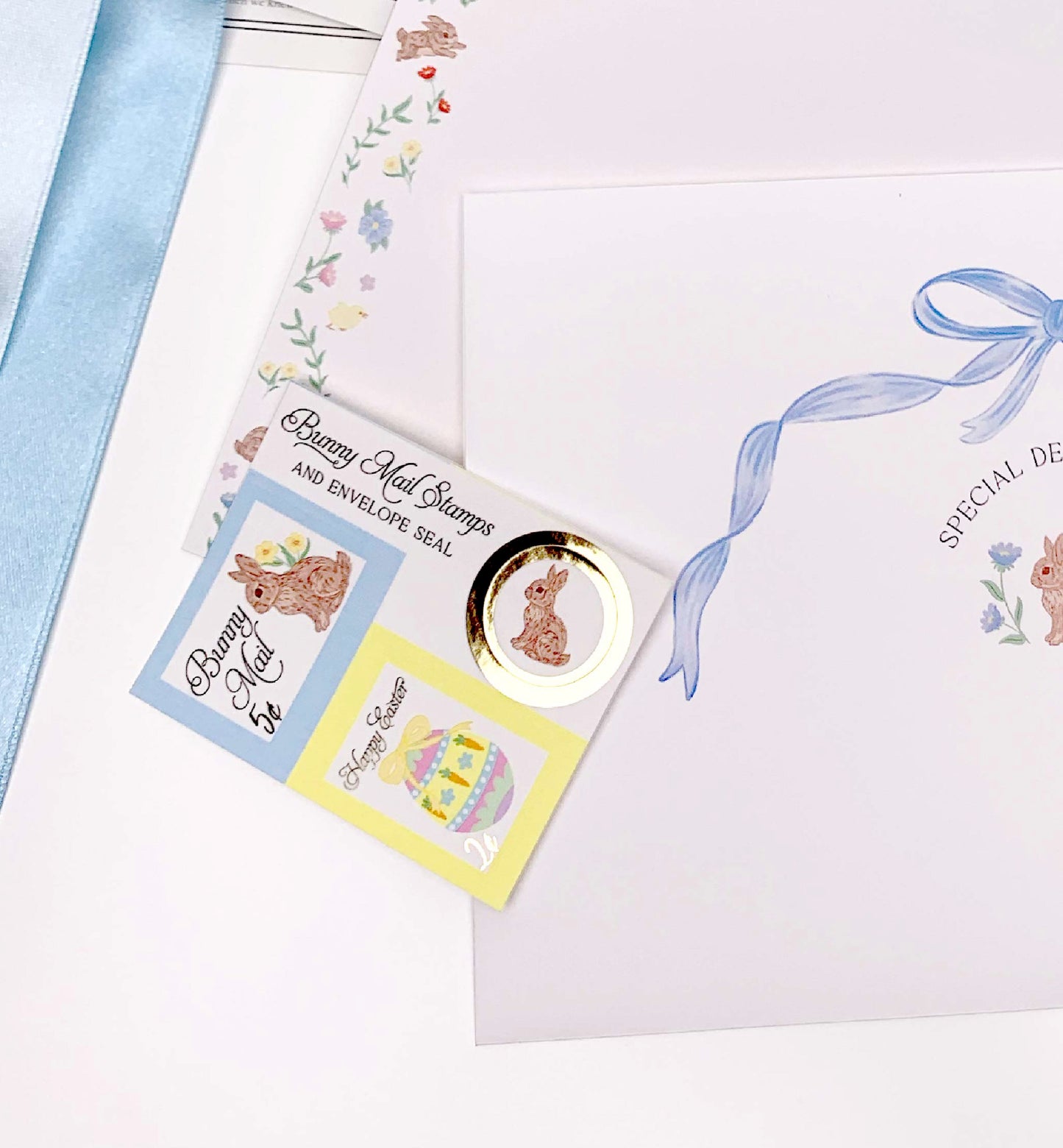Bunny Mail Stamp Easter Stickers Blue