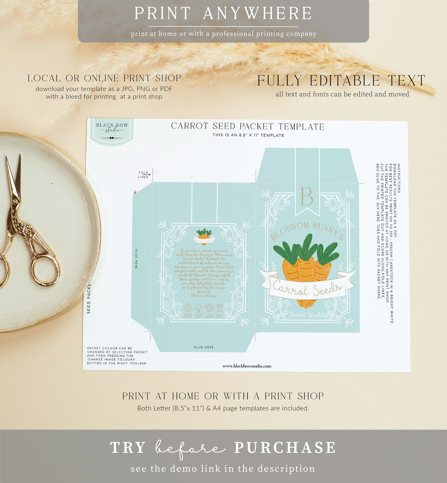 Easter Egg Blue | Printable Easter Carrot Seed Packet Template