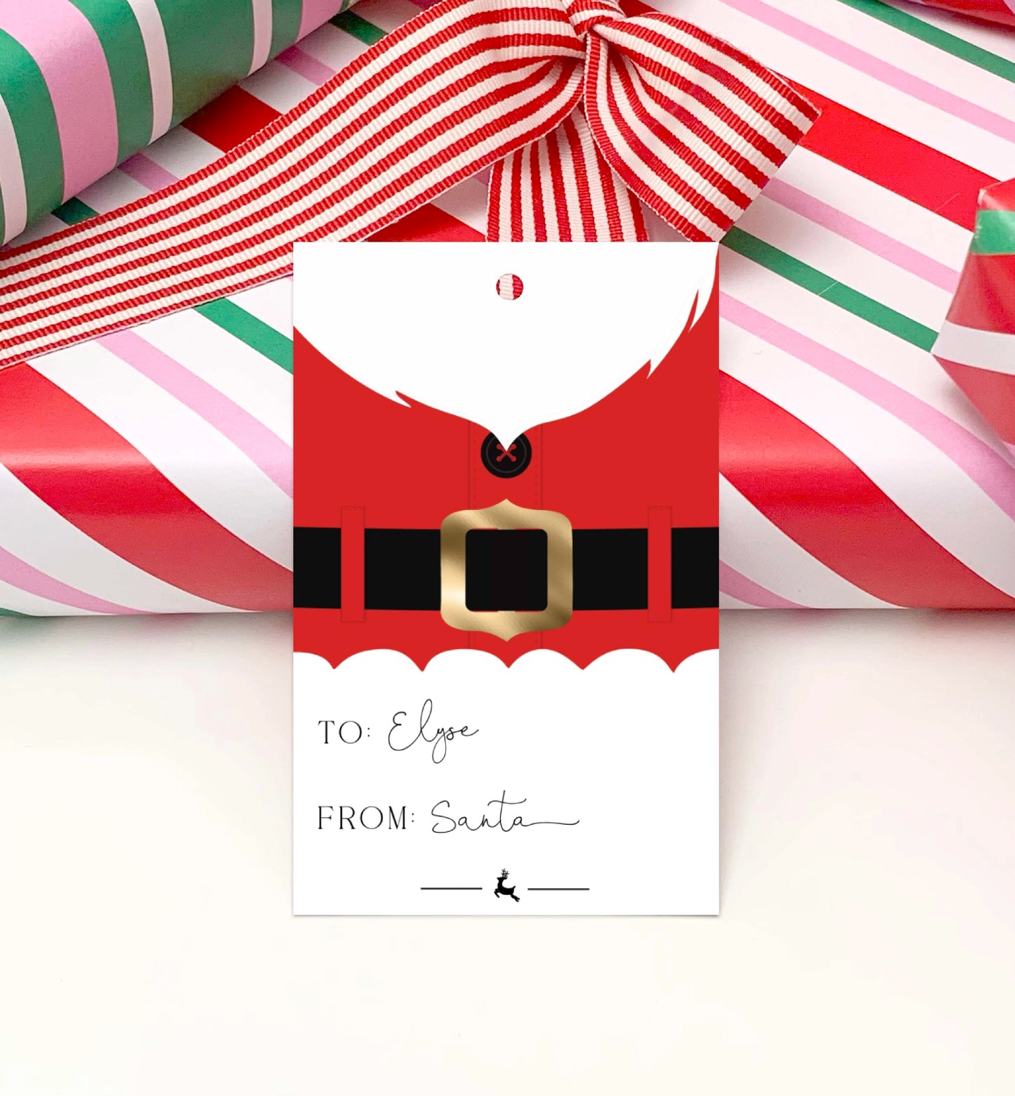 Printable Christmas Gift Tags Template, Santa Coat Gift Tags, Christmas Gift Wrapping Labels, Christmas Swing Tags, Holiday Gift Tags