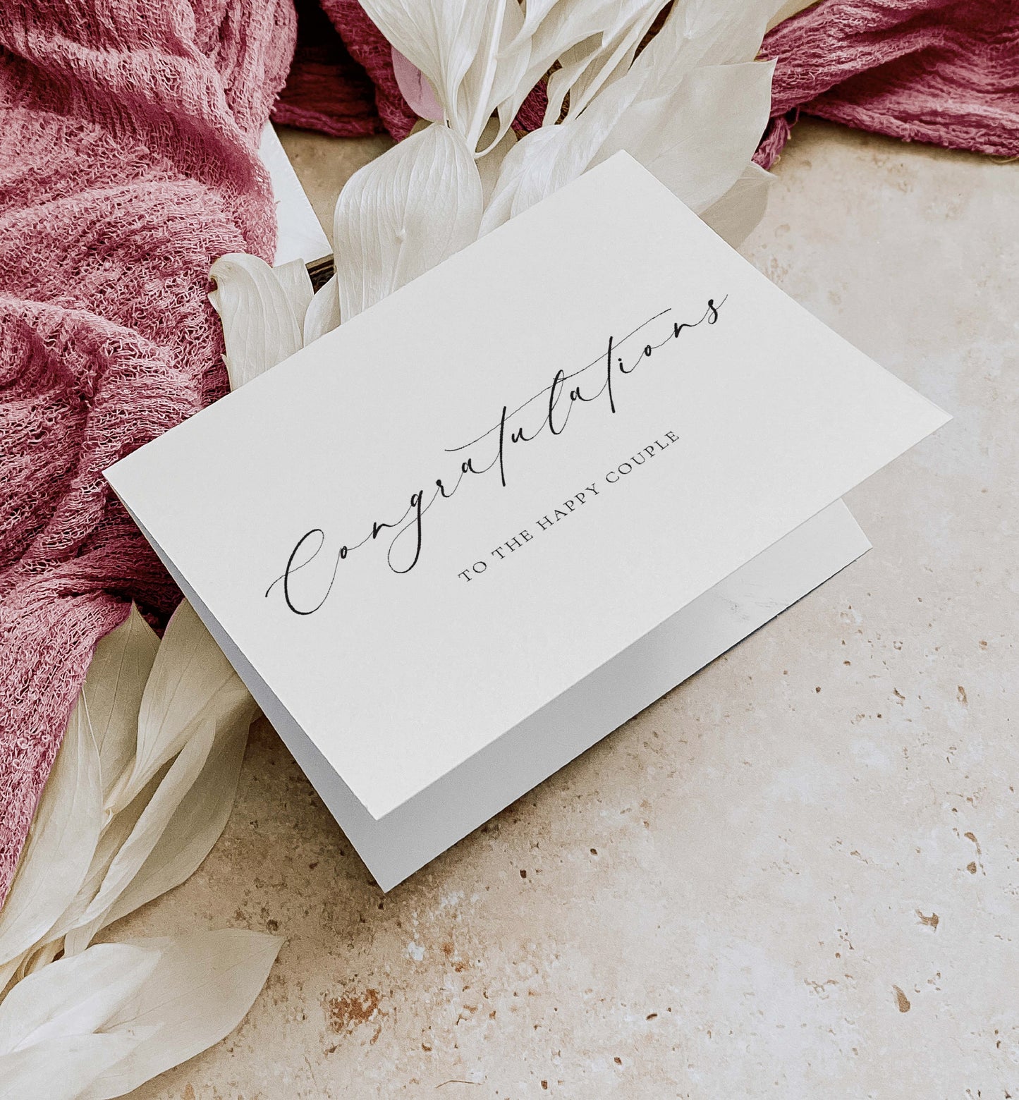 Congratulations To The Happy Couple Wedding Day Card, Minimalist Wedding Wishing Well Gift Card, Wedding Keepsake Card, Ivory, Ellesmere