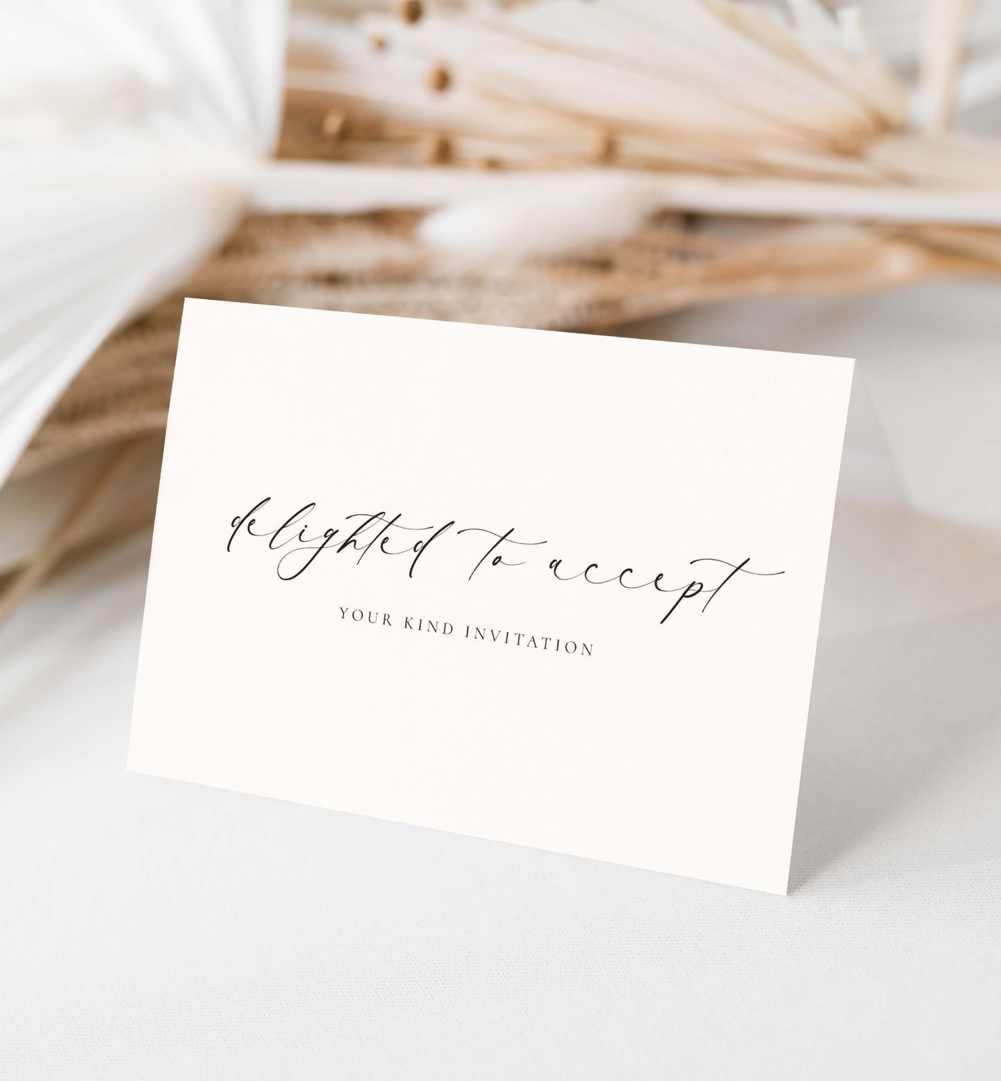 Delighted To Accept RSVP Card, Wedding Acceptance Invitation Card, Minimalist Invitation Acceptance Card, Off White Ivory, Ellesmere