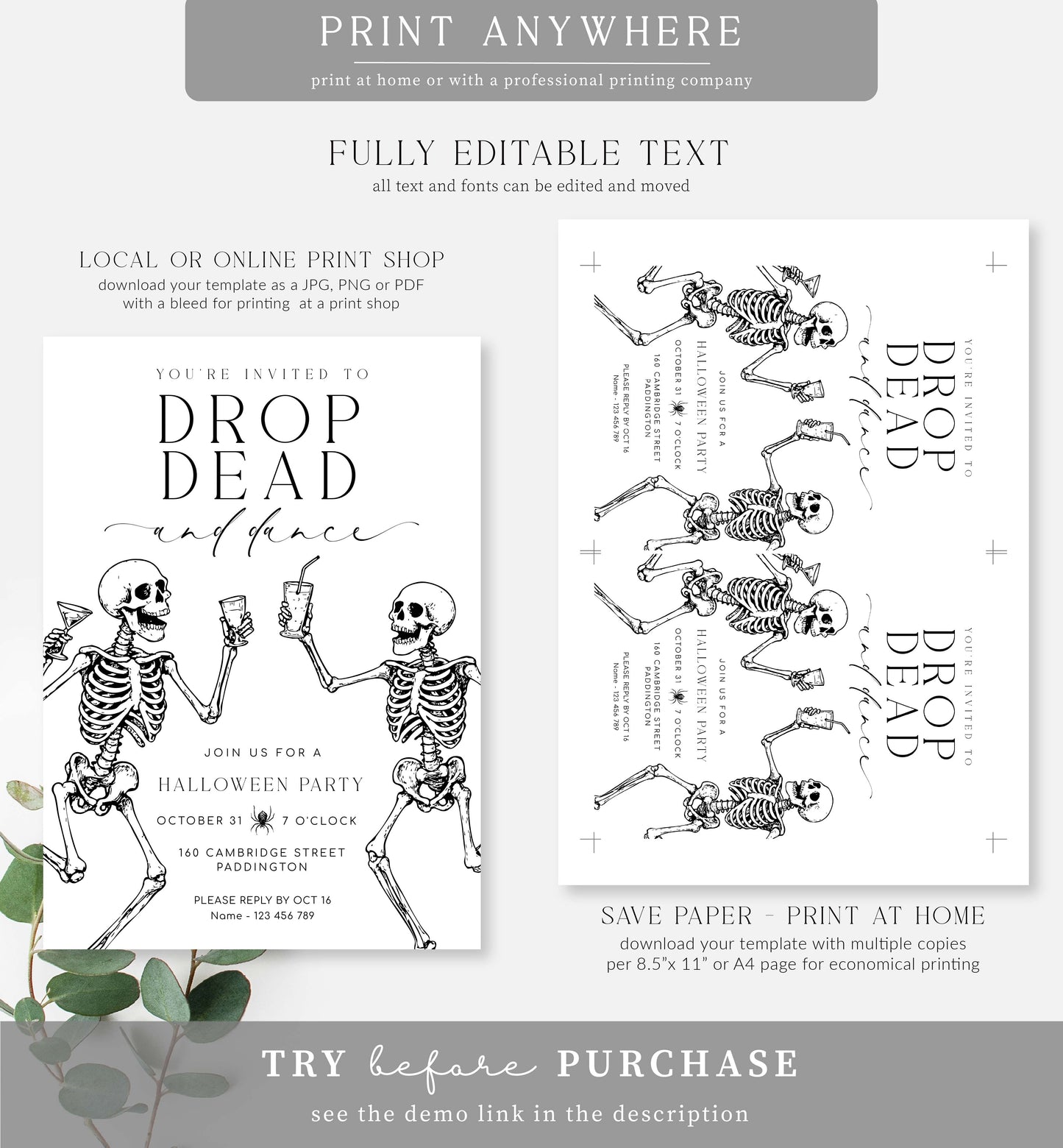 Halloween | Printable Halloween Party Invitation Template