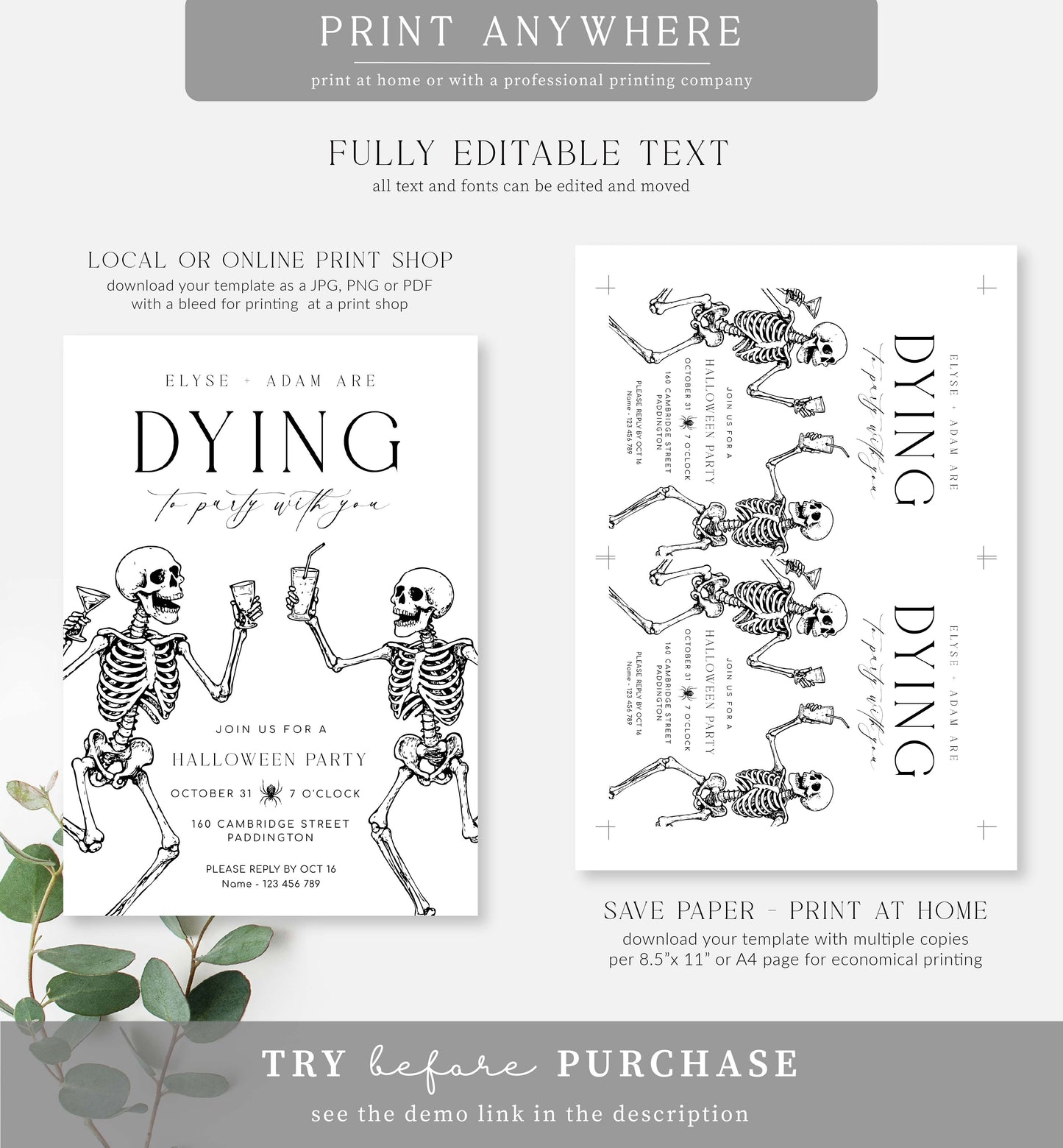 Halloween | Printable Halloween Party Invitation Template