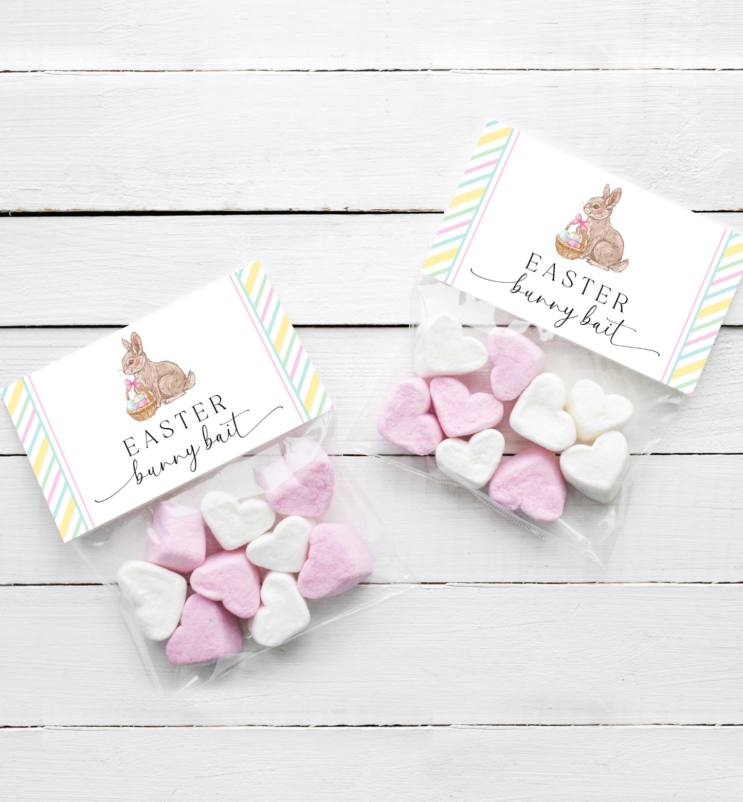 Printable Easter Bunny Bait Candy Bag Topper Template, Editable Easter Egg Hunt, Easter Bunny Candy Label, Rabbit Bait, Multi Stripe