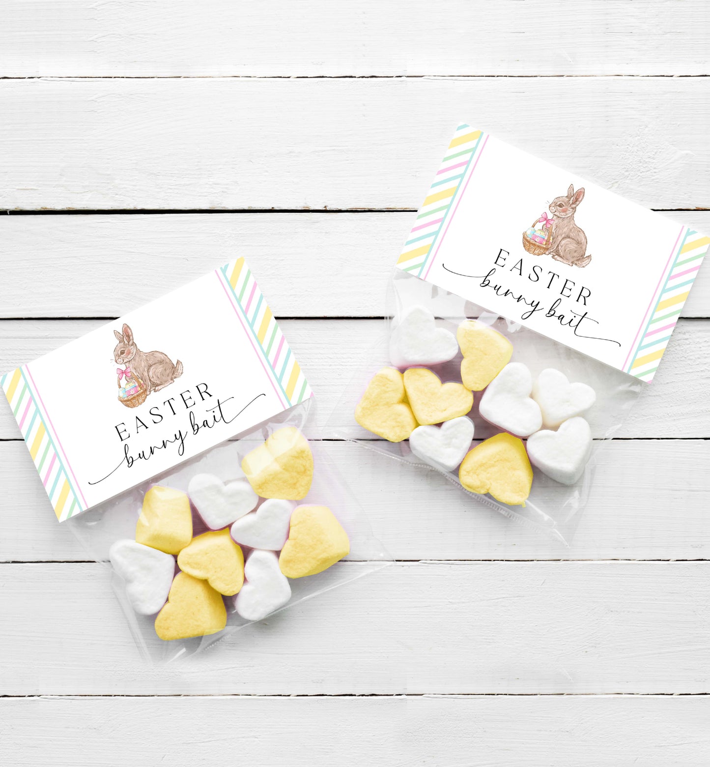 Printable Easter Bunny Bait Candy Bag Topper Template, Editable Easter Egg Hunt, Easter Bunny Candy Label, Rabbit Bait, Multi Stripe