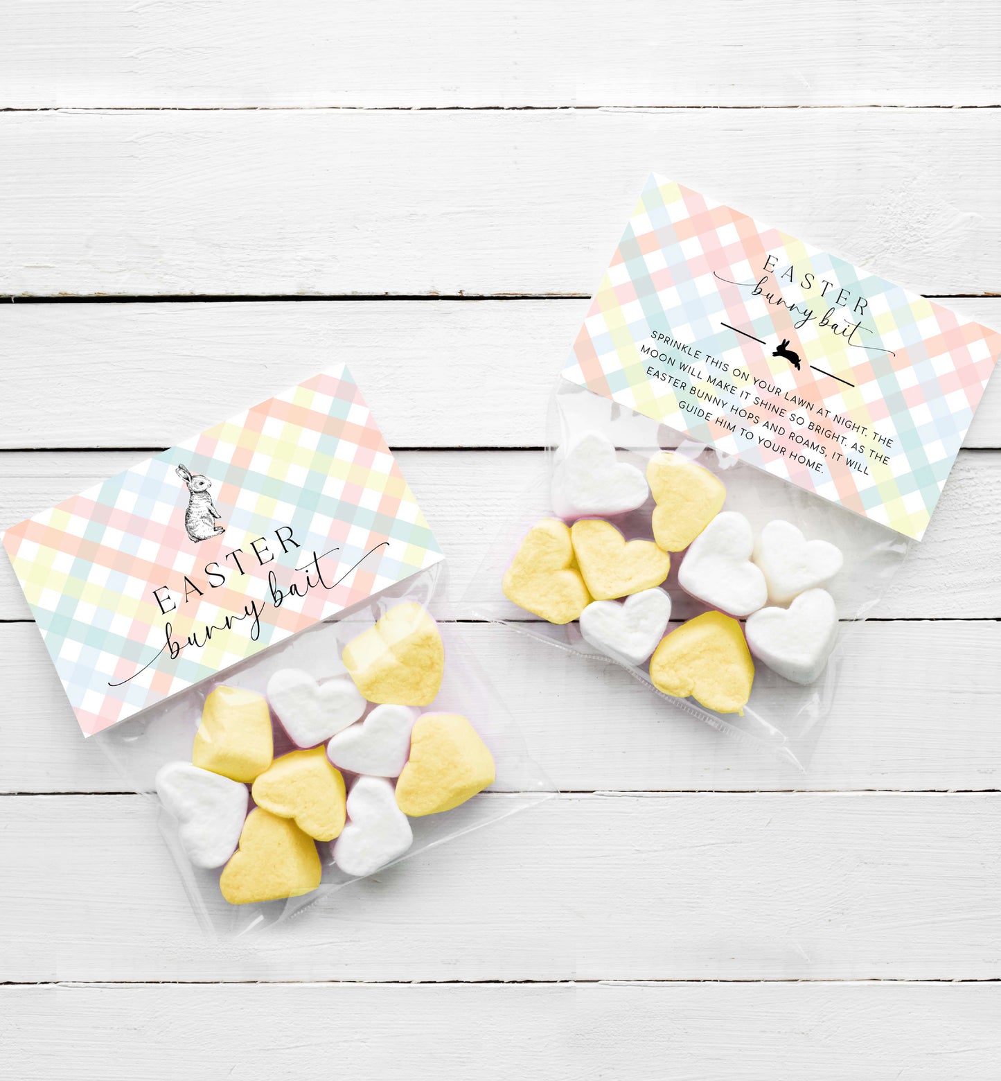 Printable Easter Bunny Bait Candy Bag Topper Template, Editable Easter Egg Hunt, Easter Bunny Carrot Bag Topper, Rabbit Bait, Multi Gingham