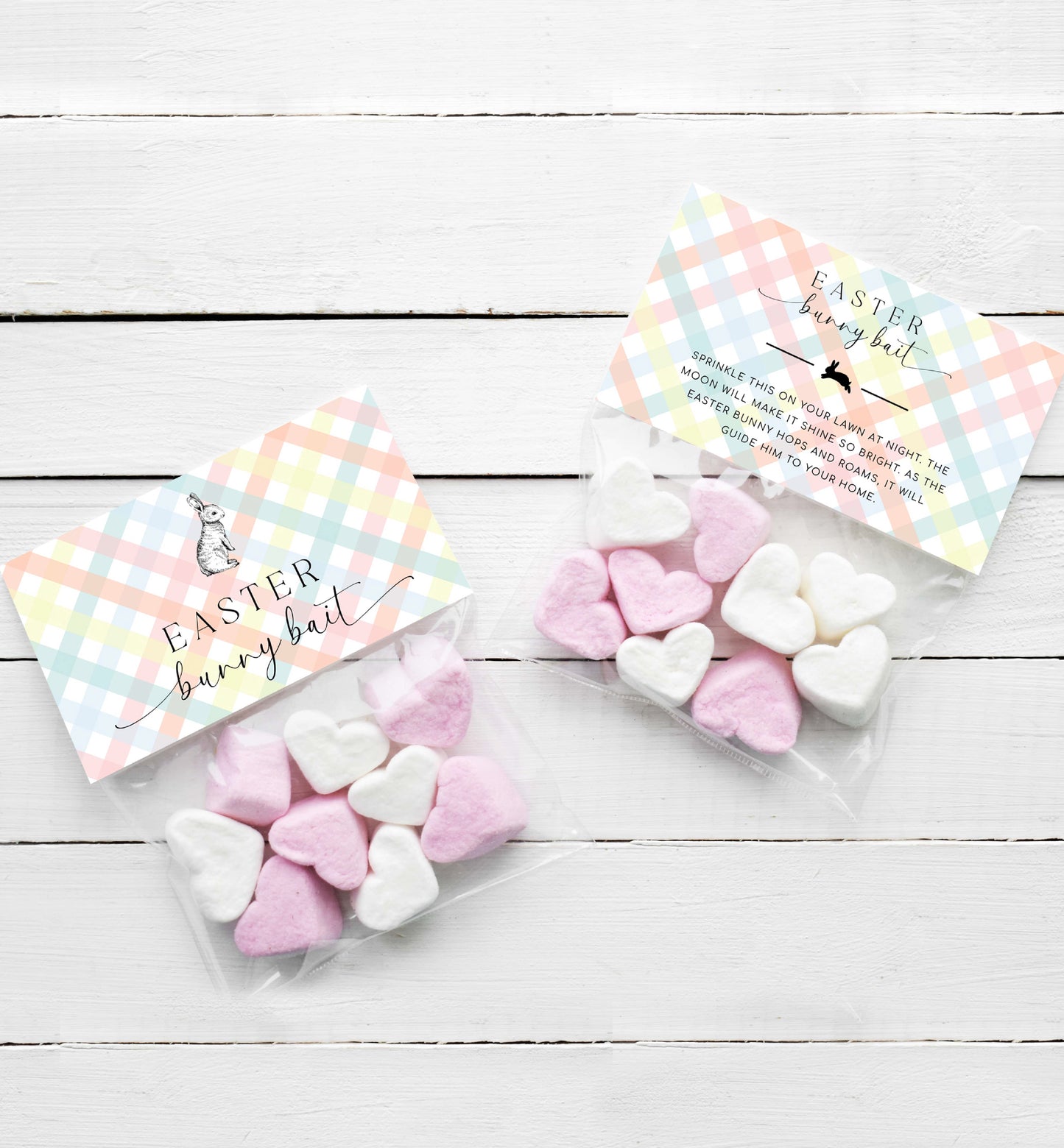 Printable Easter Bunny Bait Candy Bag Topper Template, Editable Easter Egg Hunt, Easter Bunny Carrot Bag Topper, Rabbit Bait, Multi Gingham