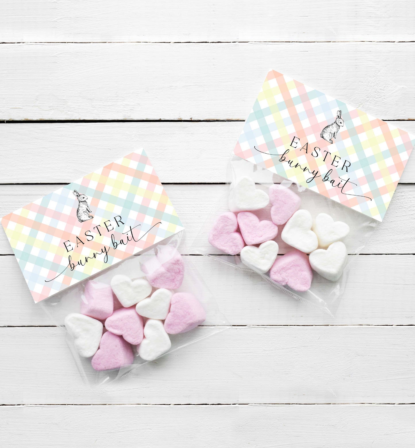 Printable Easter Bunny Bait Candy Bag Topper Template, Editable Easter Egg Hunt, Easter Bunny Carrot Bag Topper, Rabbit Bait, Multi Gingham