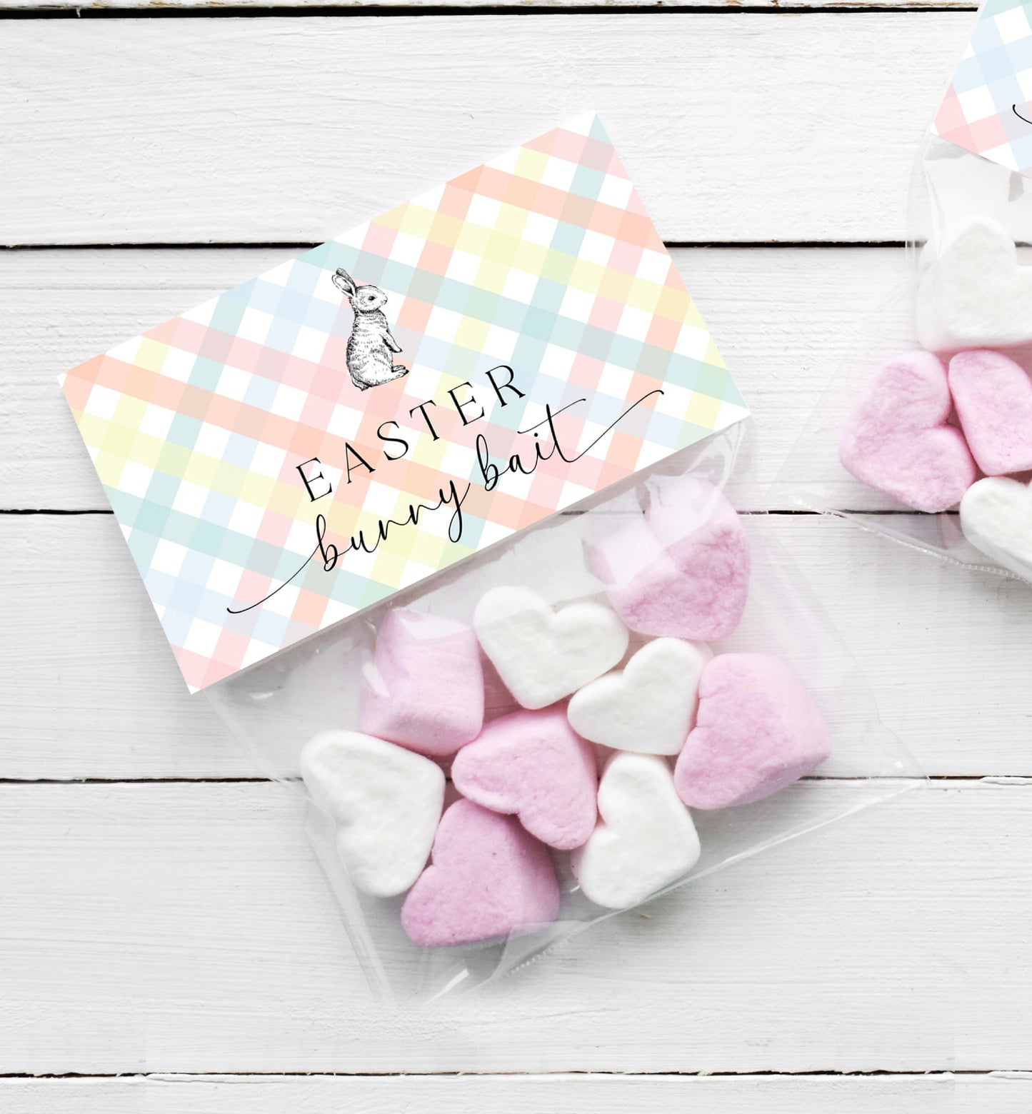 Printable Easter Bunny Bait Candy Bag Topper Template, Editable Easter Egg Hunt, Easter Bunny Carrot Bag Topper, Rabbit Bait, Multi Gingham