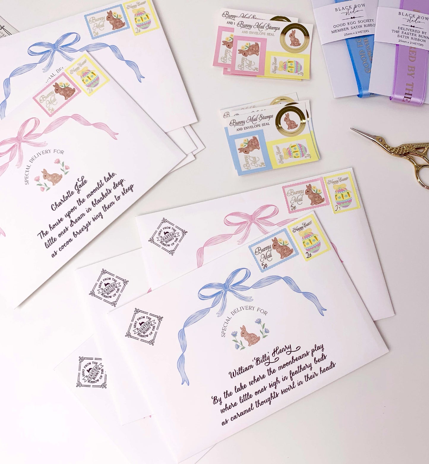 Personalised Letter From The Easter Bunny, Addressed Envelope and Bunny Mail Postage Stamps, Easter Basket Gift, Easter Present