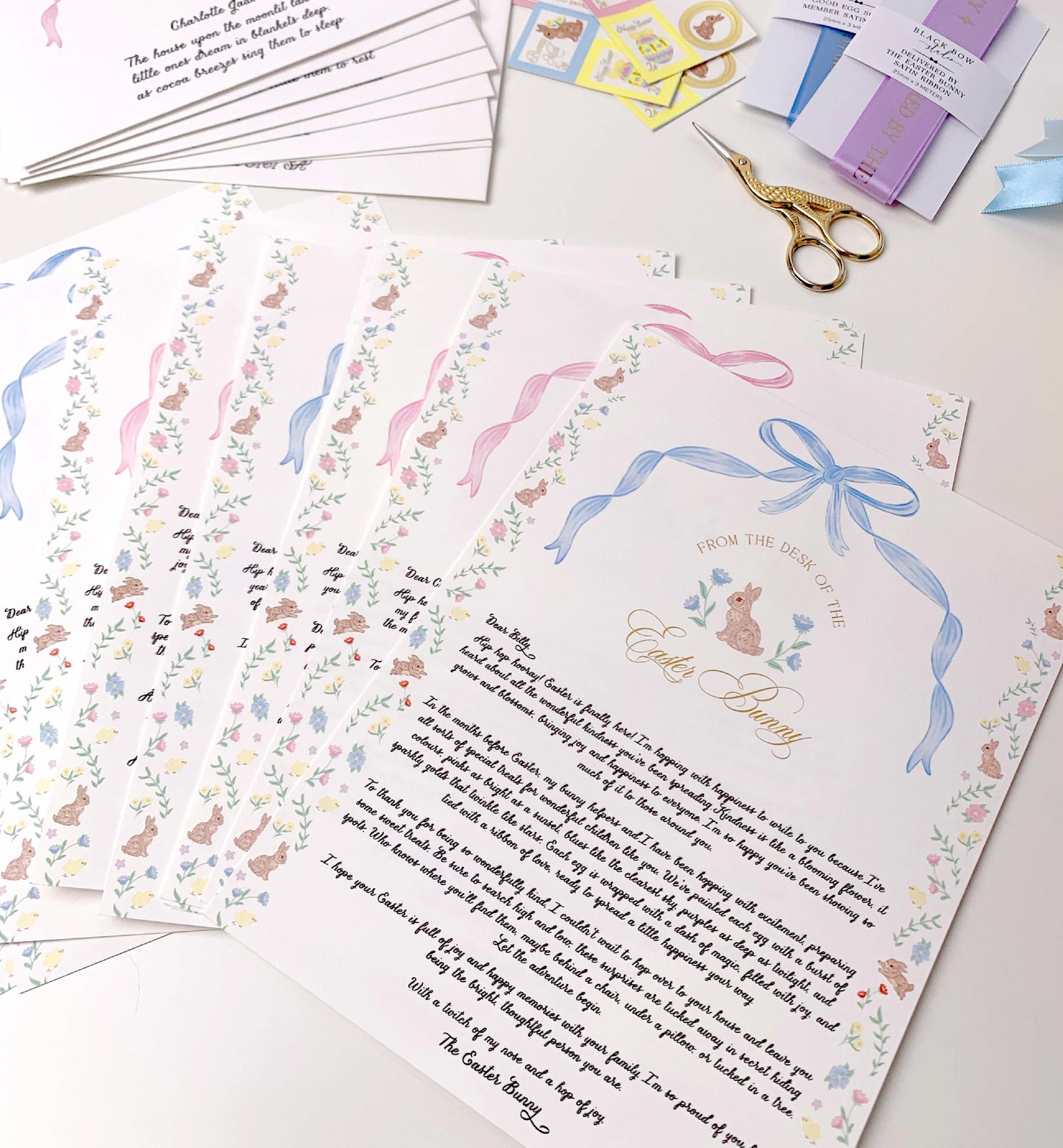 Personalised Letter From The Easter Bunny, Addressed Envelope and Bunny Mail Postage Stamps, Easter Basket Gift, Easter Present