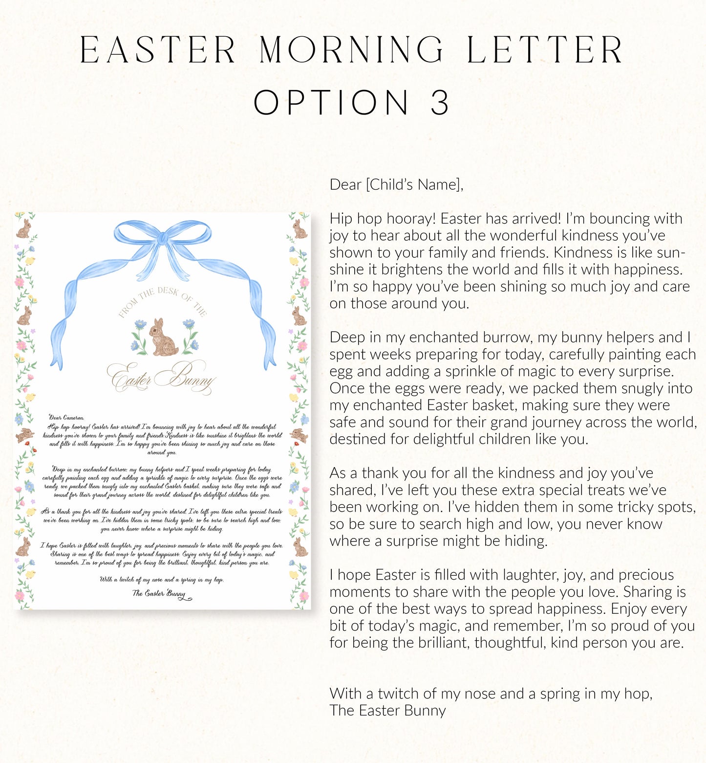 Personalised Letter From The Easter Bunny, Addressed Envelope and Bunny Mail Postage Stamps, Easter Basket Gift, Easter Present