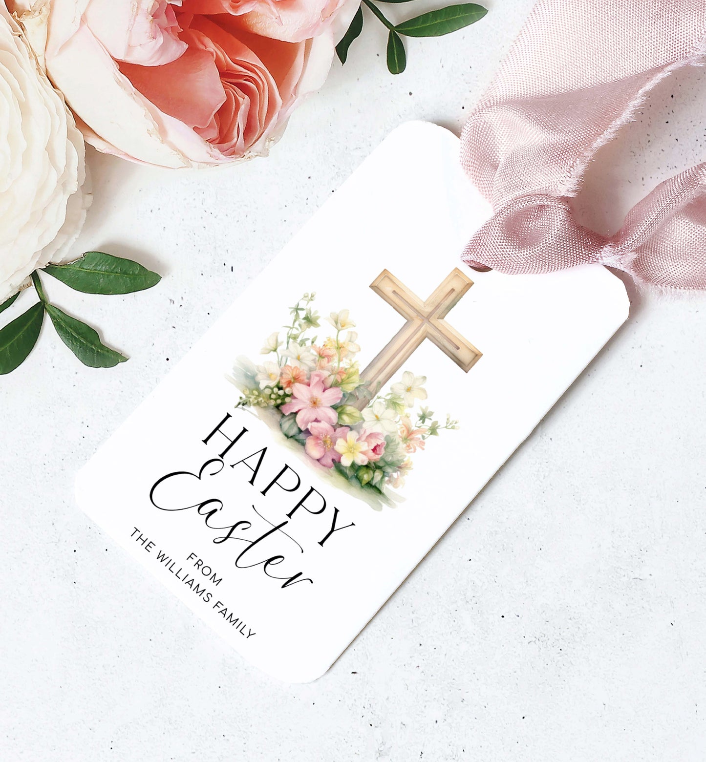 Easter Cross Gift Tag Template, Printable Happy Easter Gift Tag, Christian Church Tag, Religious Easter Tag, Easter Basket Tag, Easter Treat Tag, Easter Brunch Thank You, Easter Bunny Tag