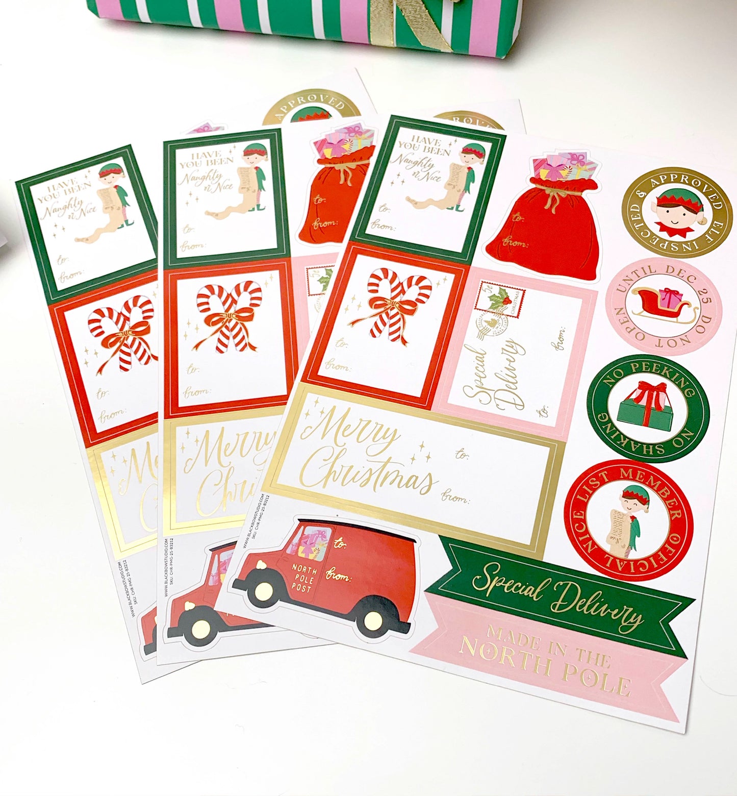 Elf Christmas Gift Tag Stickers | Set of 36