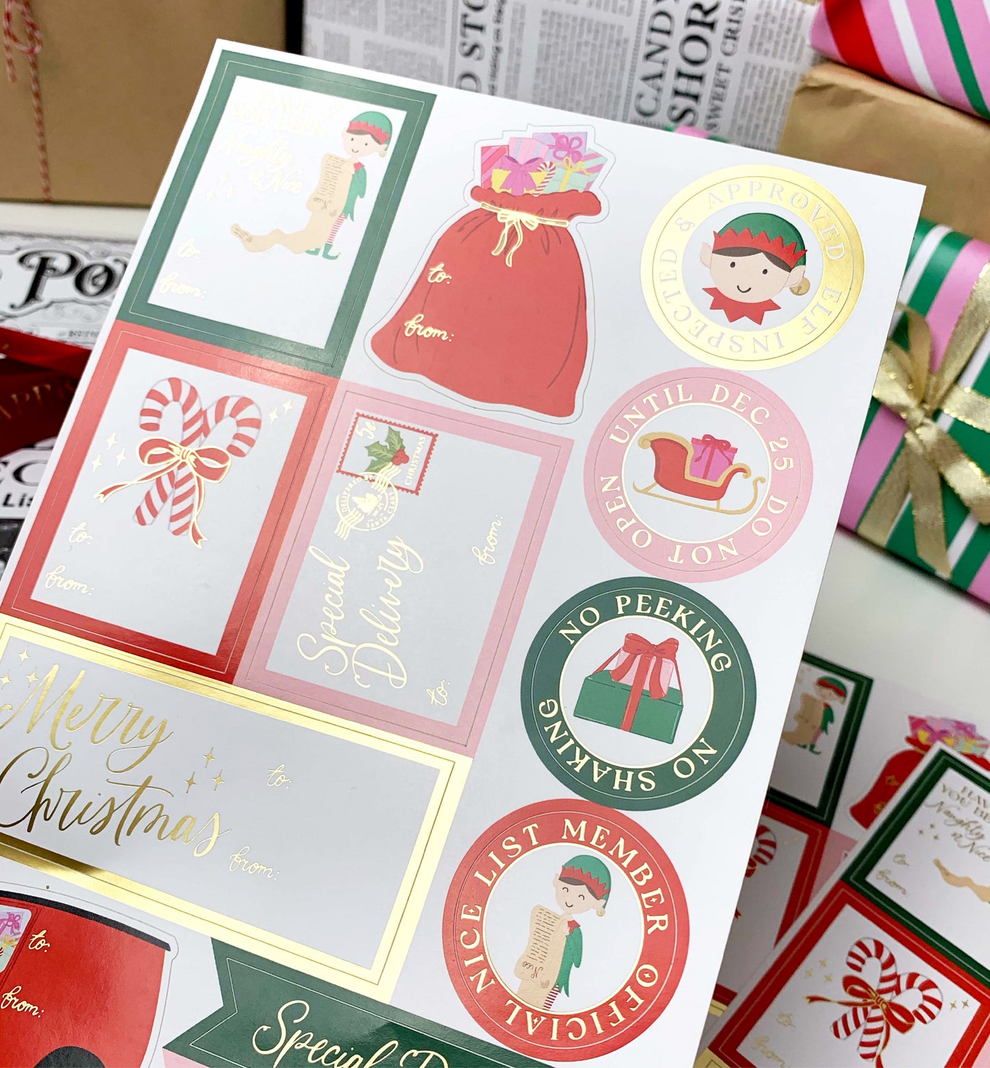 Elf Christmas Gift Tag Stickers | Set of 36