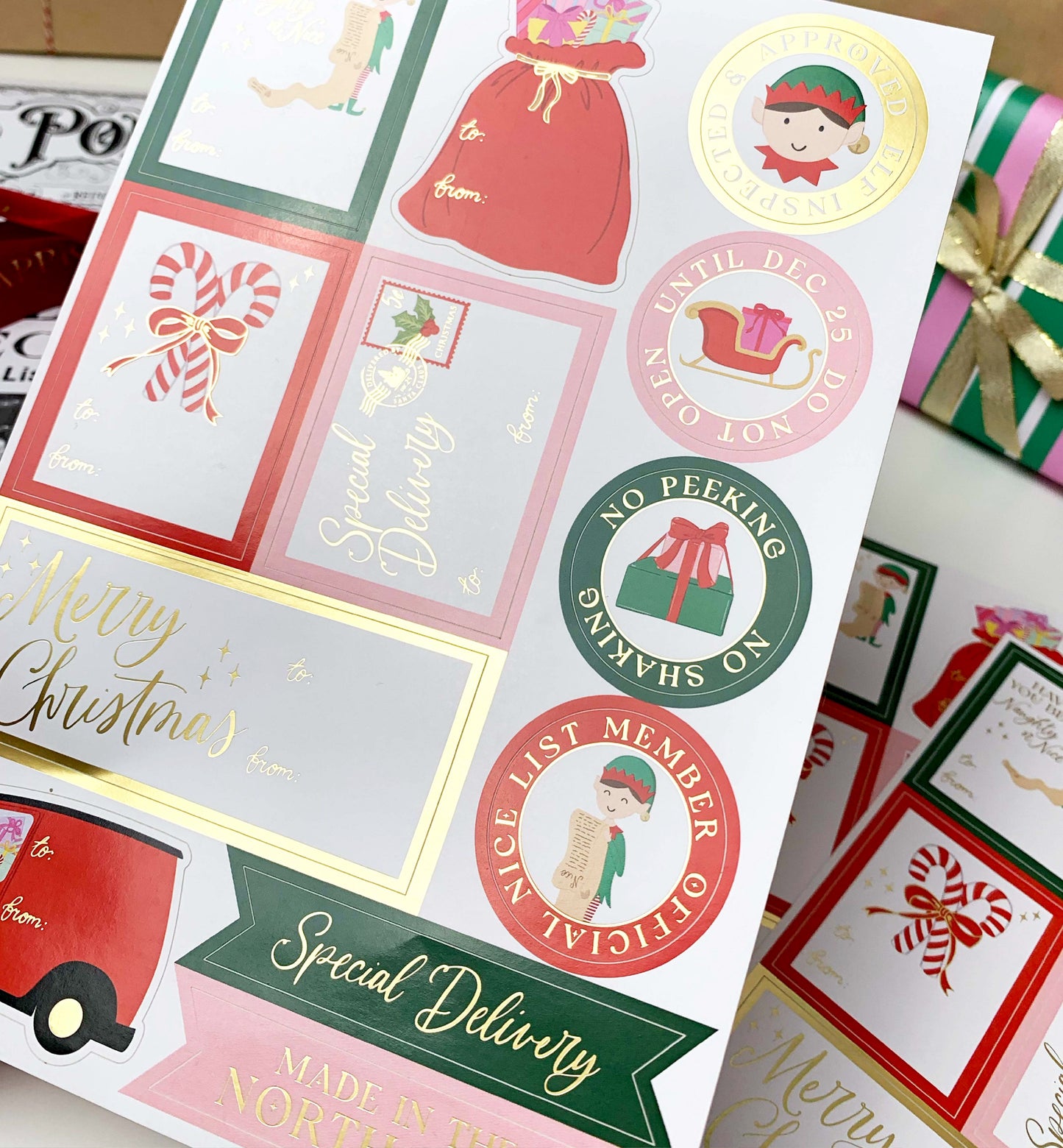 Elf Christmas Gift Tag Stickers | Set of 36