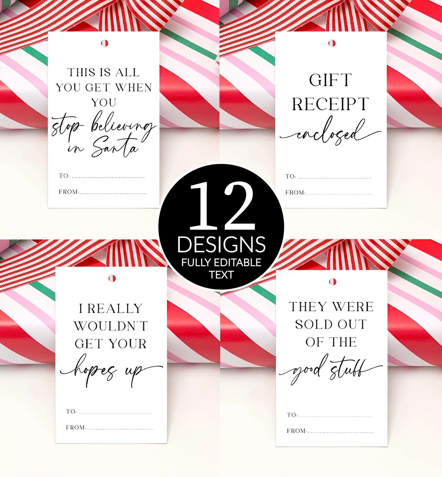 Printable Sarcastic Christmas Gift Tag, Cheeky Punny Anit-Christmas Gift Tags, Dark Humor Christmas, Amusing Funny Quote, Holiday Gift Tag