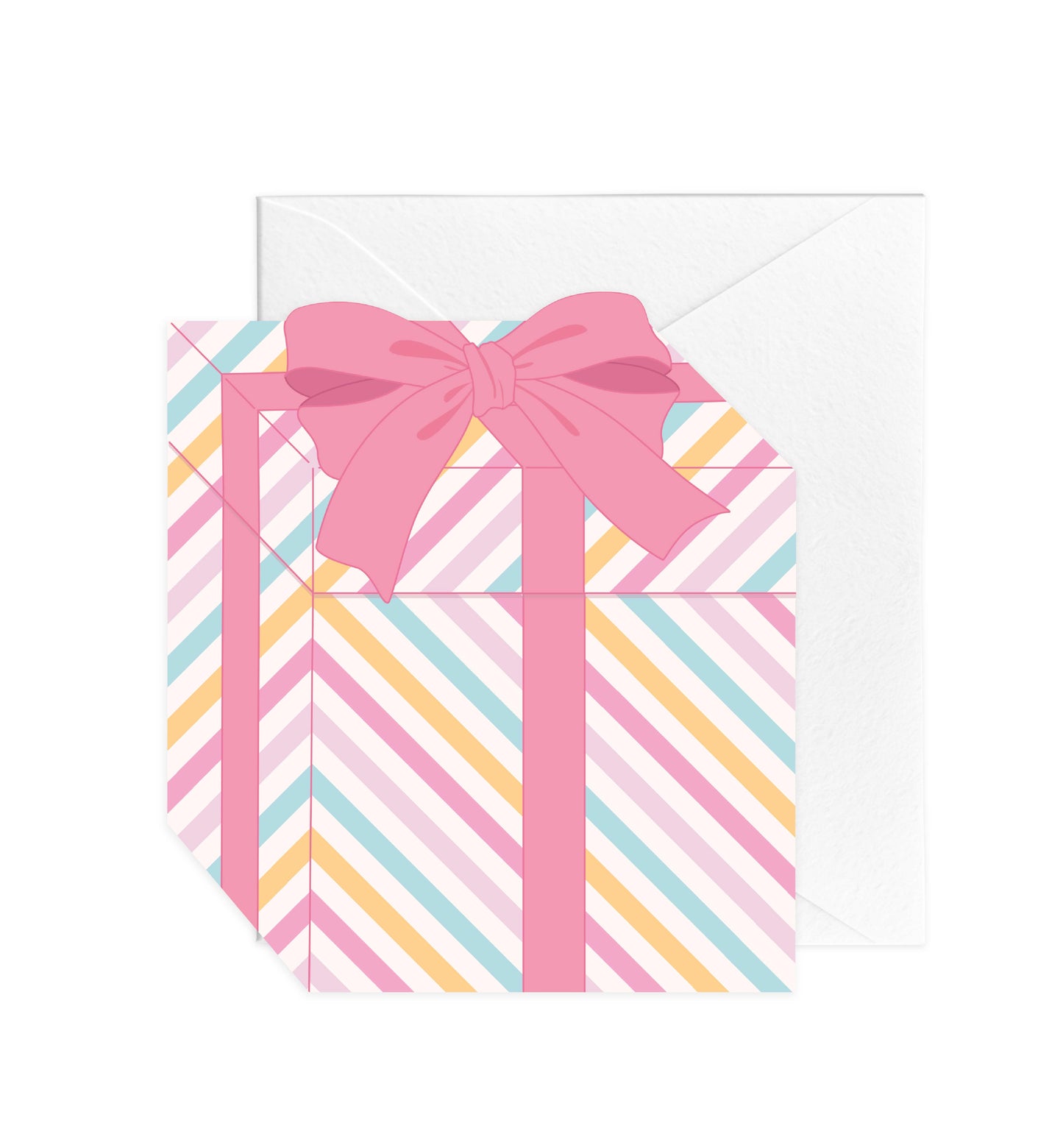 Present Pink Multi Stripe Birthday Greeting Card