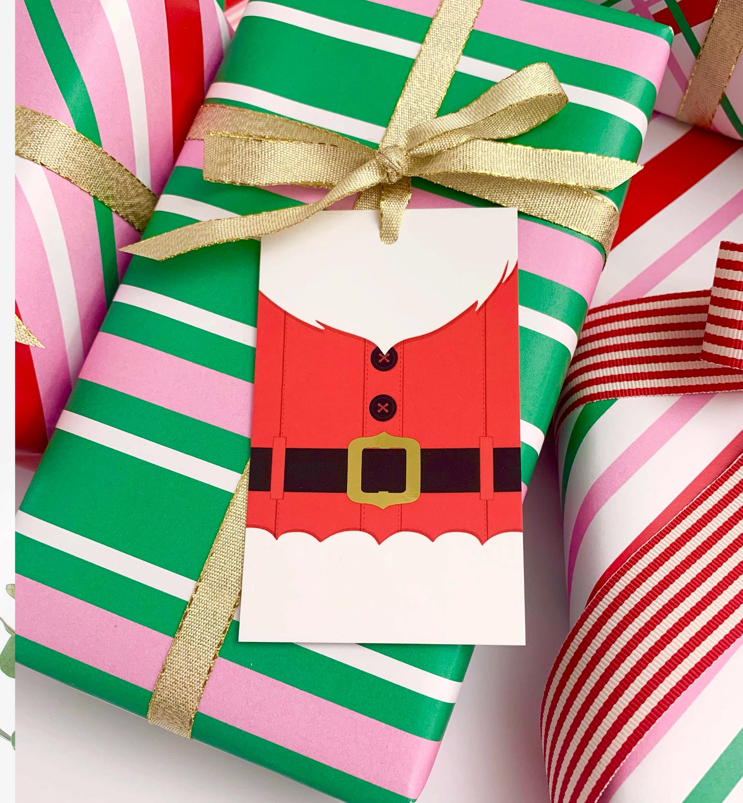 Santa Gift Tags Set of 8, Gold Foil Christmas Wrapping Gift Tags, Present Tags, Christmas Swing Tag, Santa Special Delivery Tags