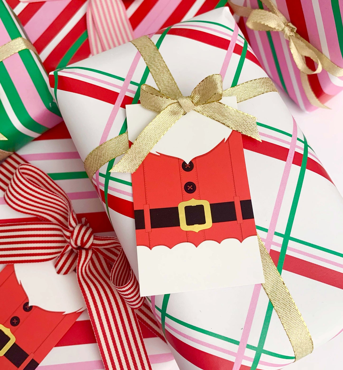 Santa Gift Tags Set of 8, Gold Foil Christmas Wrapping Gift Tags, Present Tags, Christmas Swing Tag, Santa Special Delivery Tags