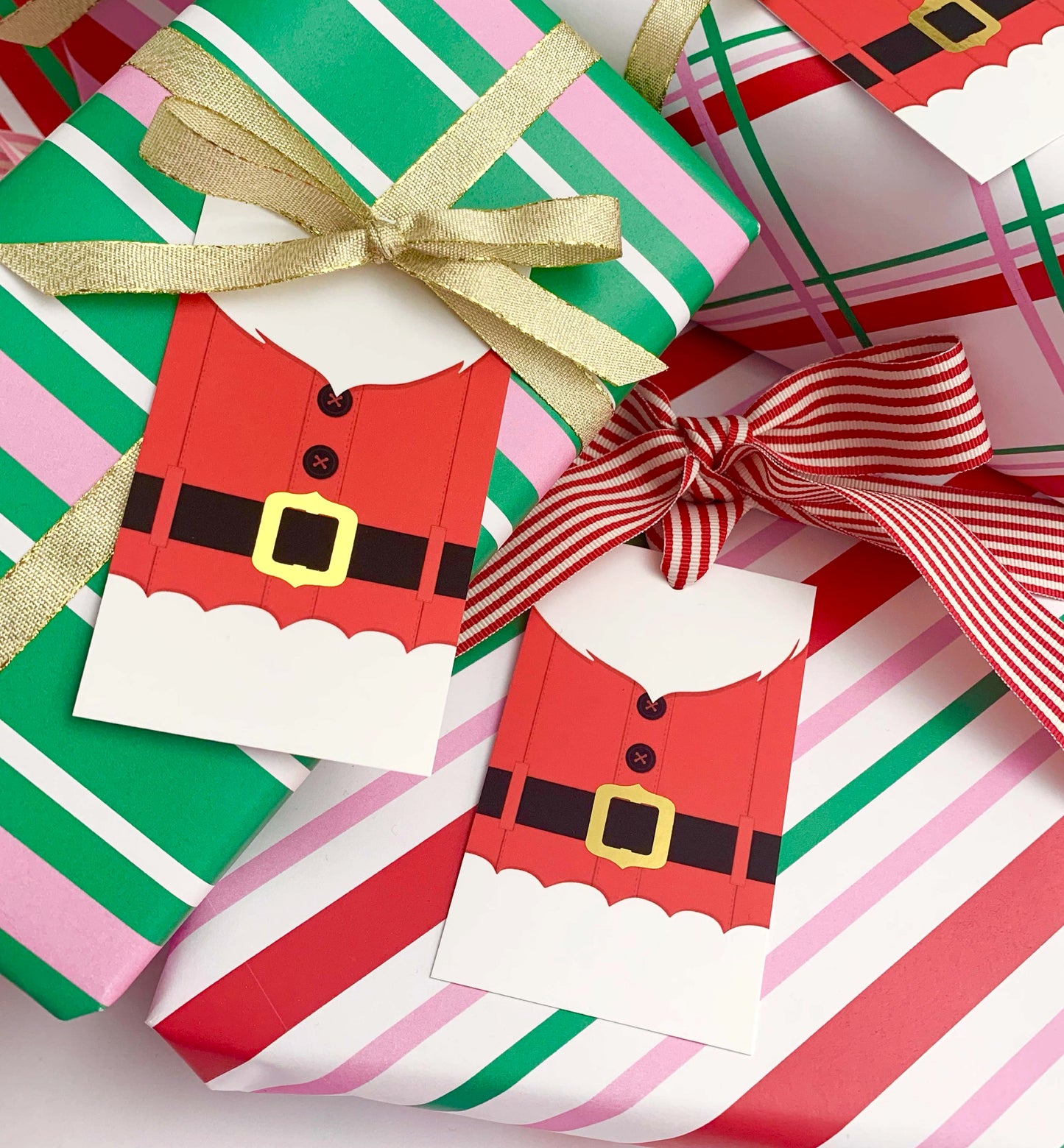 Santa Gift Tags Set of 8, Gold Foil Christmas Wrapping Gift Tags, Present Tags, Christmas Swing Tag, Santa Special Delivery Tags