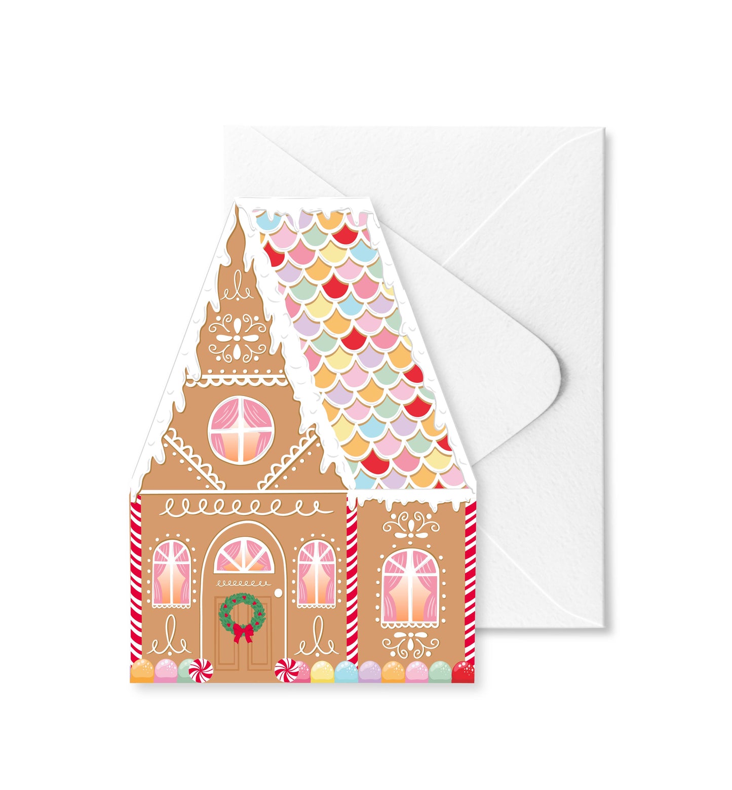 Gingerbread House Die Cut Christmas Greeting Card
