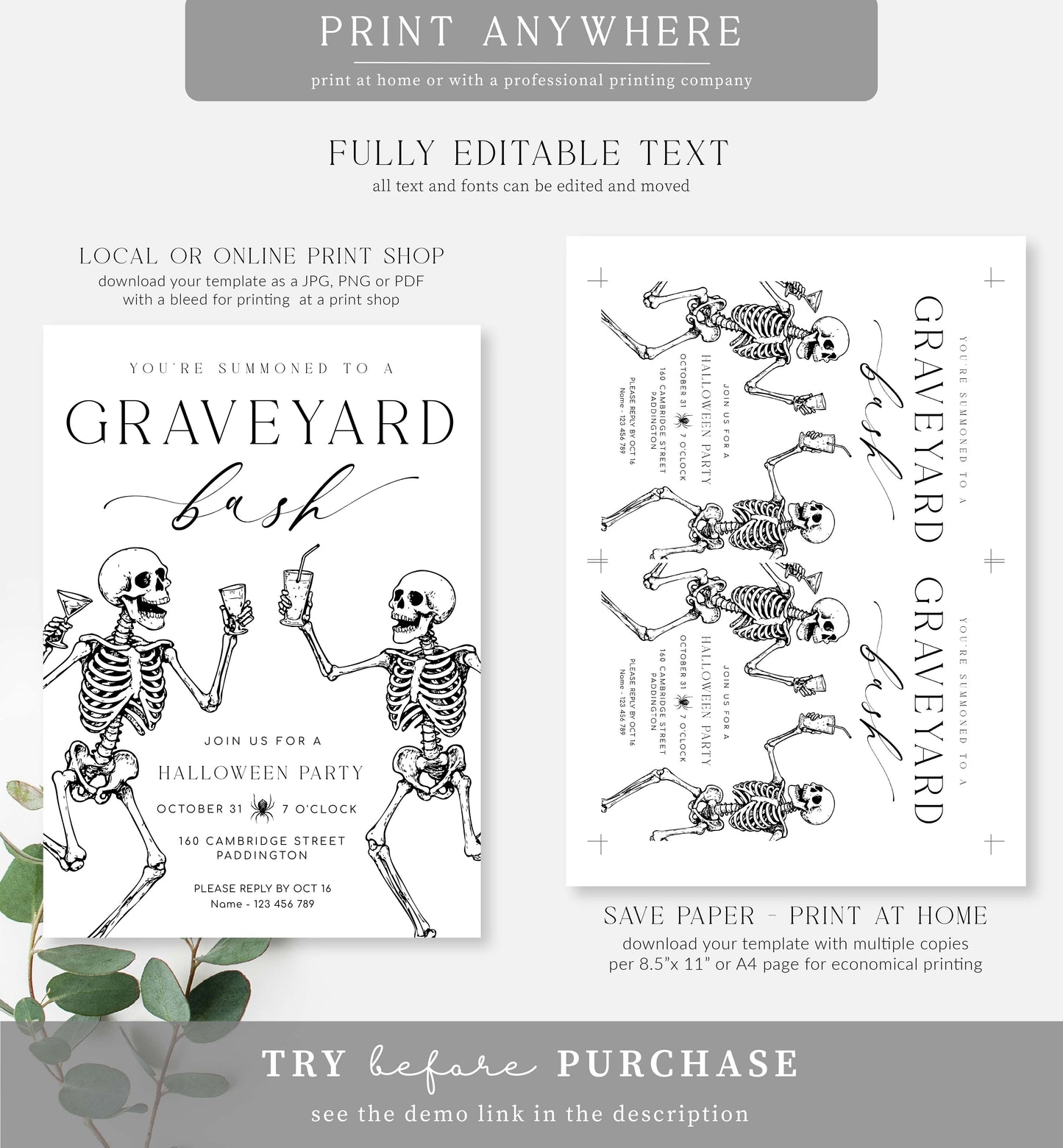 Halloween | Printable Halloween Party Invitation Template