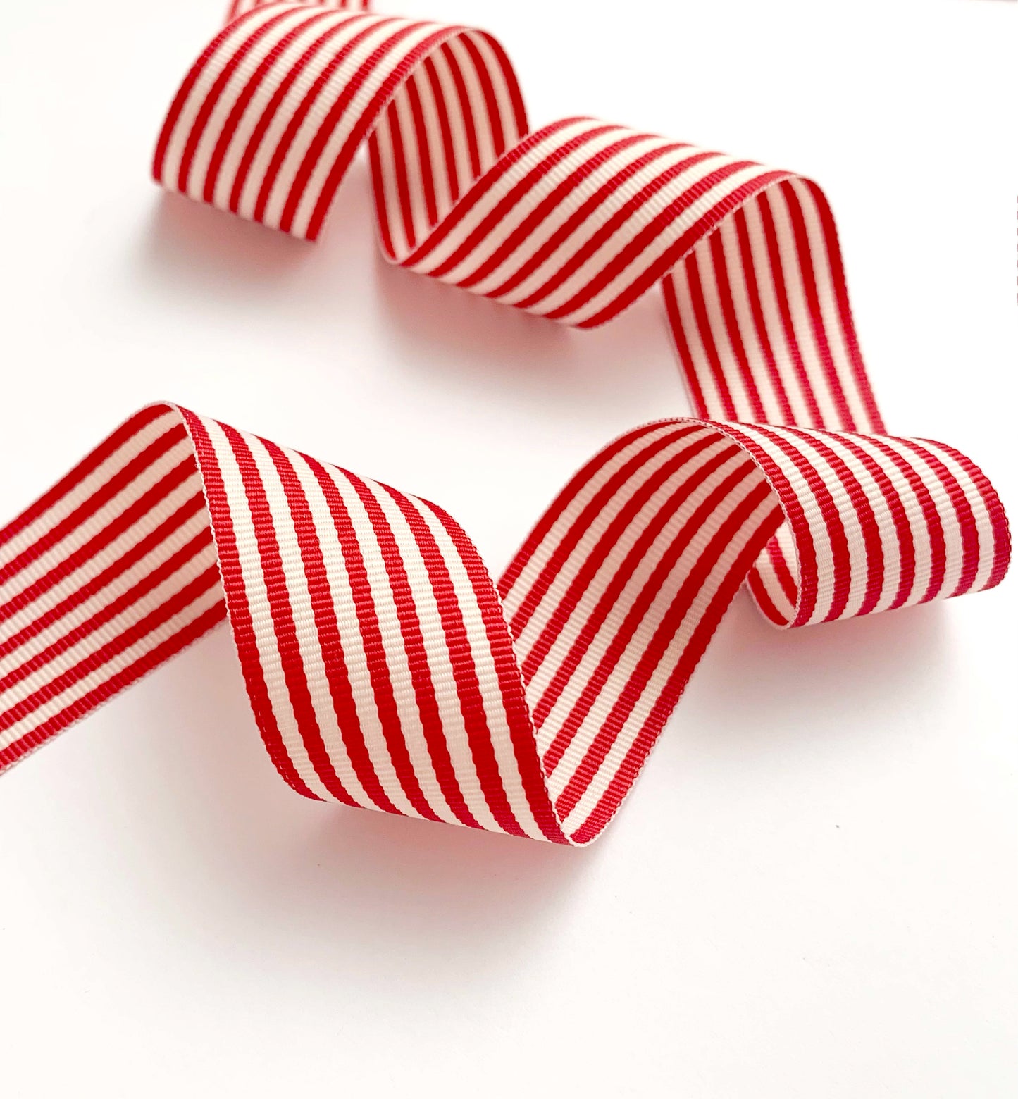 Ribbon | 25mm wide Red White Striped Grosgrain