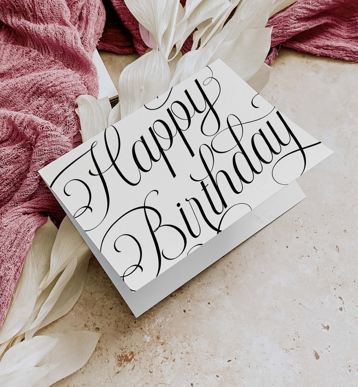 Happy Birthday Folded Card, Modern Minimalist, Elegant Birthday Card, Gender Neutral Birthday Card, Ivory Off White, Boy Birthday Card, Girl Birthday Card