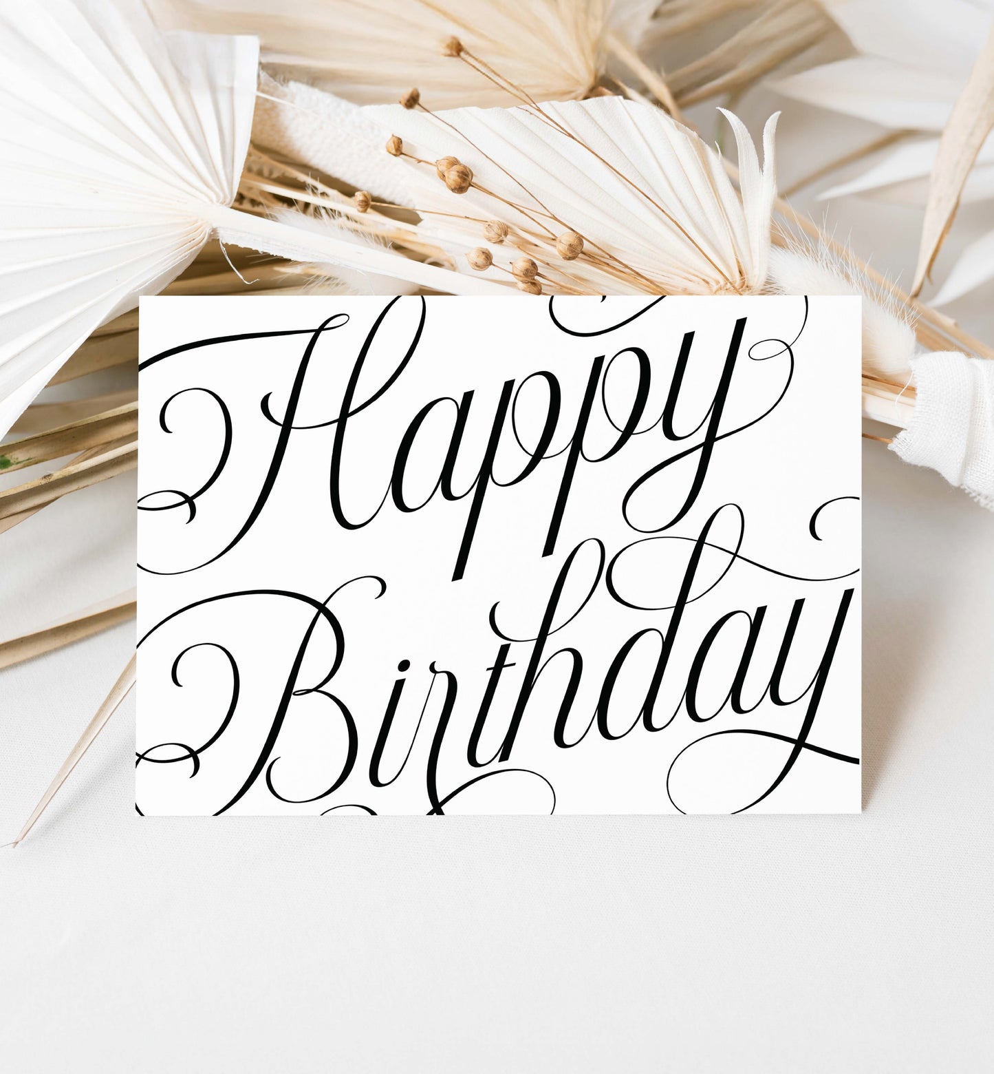 Happy Birthday Folded Card, Modern Minimalist, Elegant Birthday Card, Gender Neutral Birthday Card, Ivory Off White, Boy Birthday Card, Girl Birthday Card