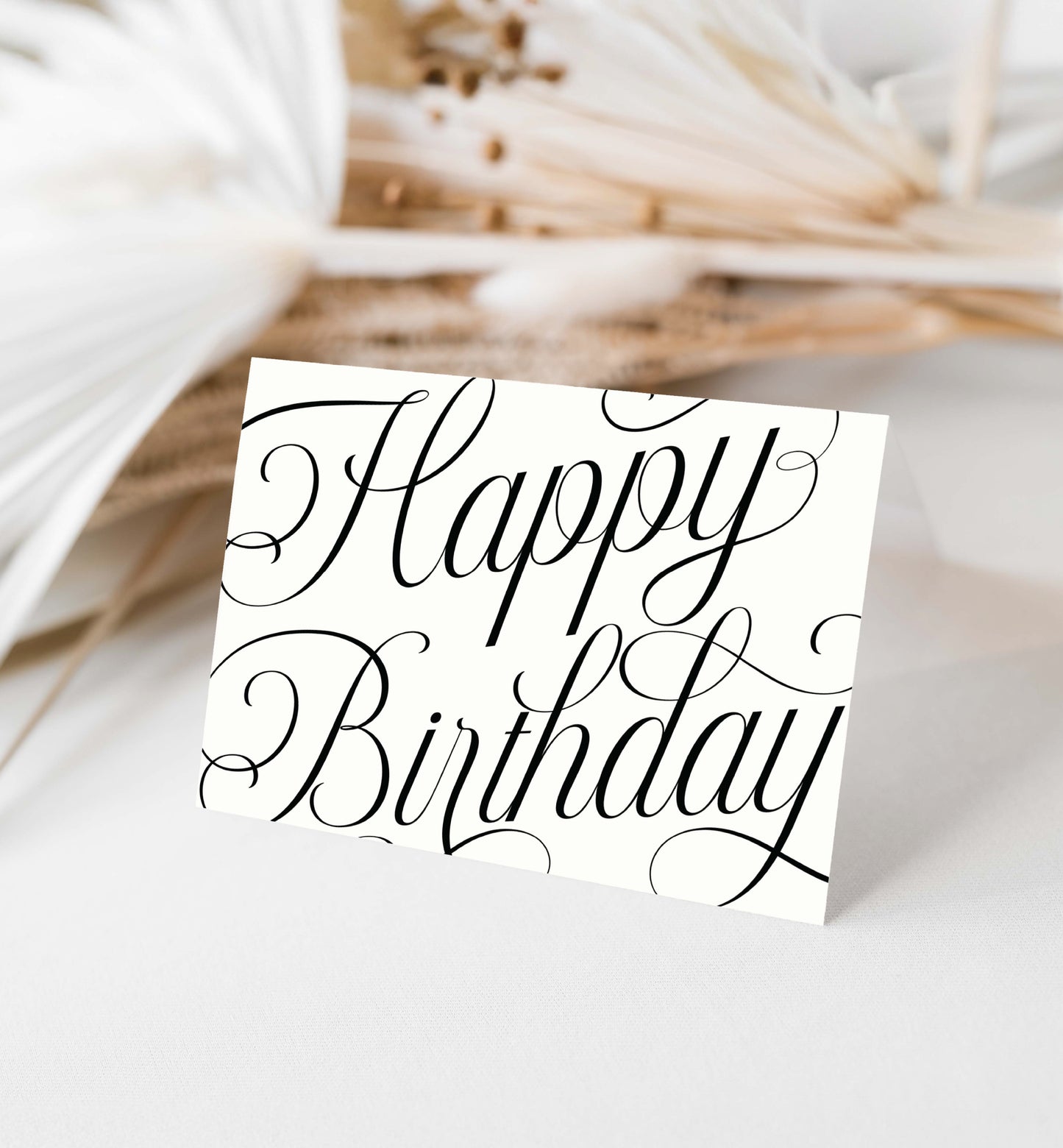 Happy Birthday Folded Card, Modern Minimalist, Elegant Birthday Card, Gender Neutral Birthday Card, Ivory Off White, Boy Birthday Card, Girl Birthday Card