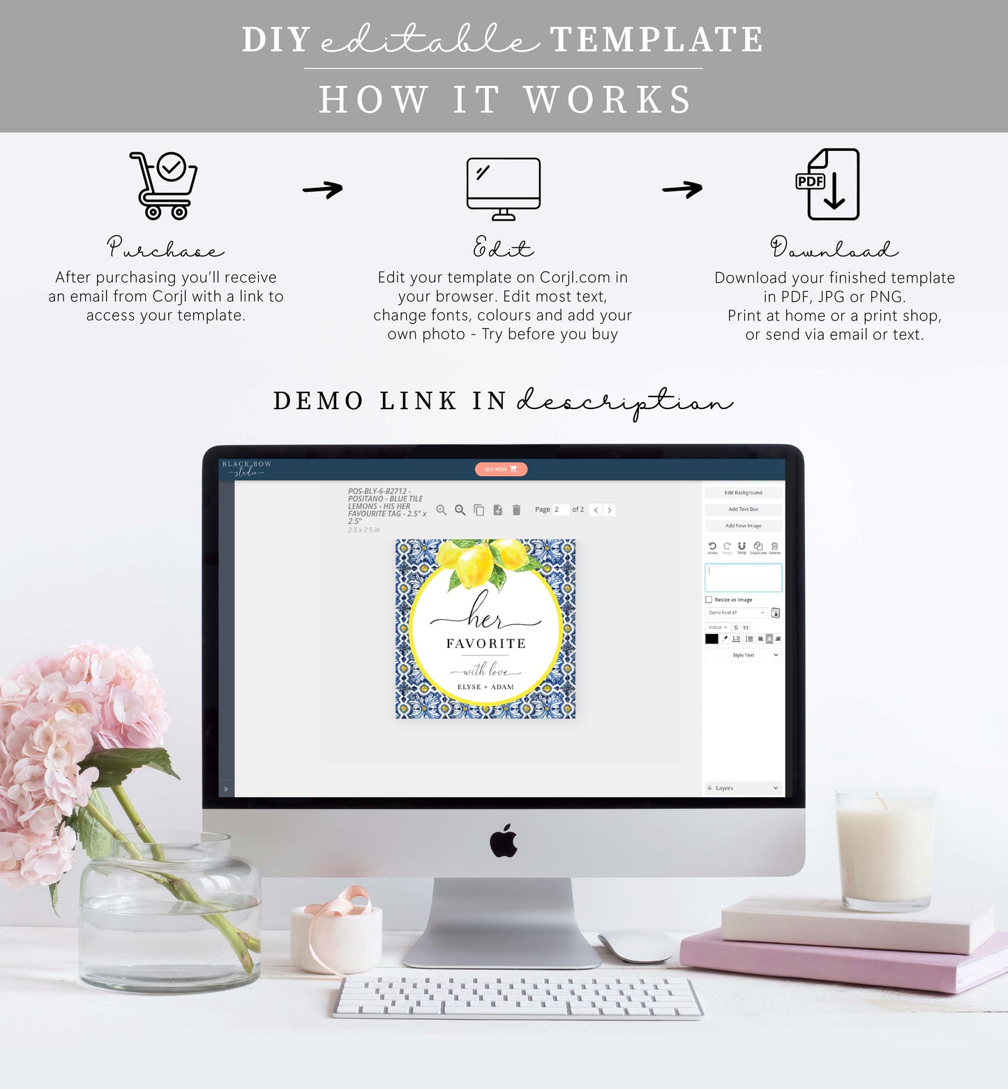 Positano Lemons | Printable His Her Favourite Favour Tags Template