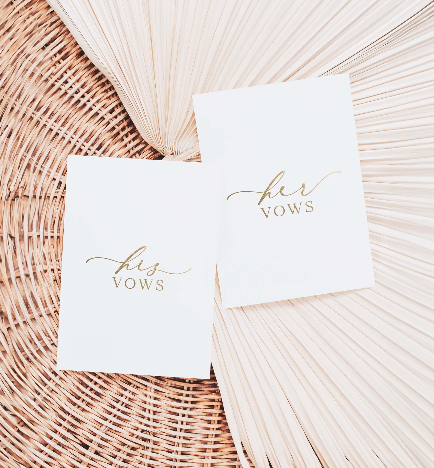 Two white cards with 'his vows' and 'her vows' text on a woven surface. His And Her Vows, Bride and Groom Wedding Day Card, Minimalist Wedding Vows Card, Wedding Ceremony Card, Off White Ivory, Ellesmere