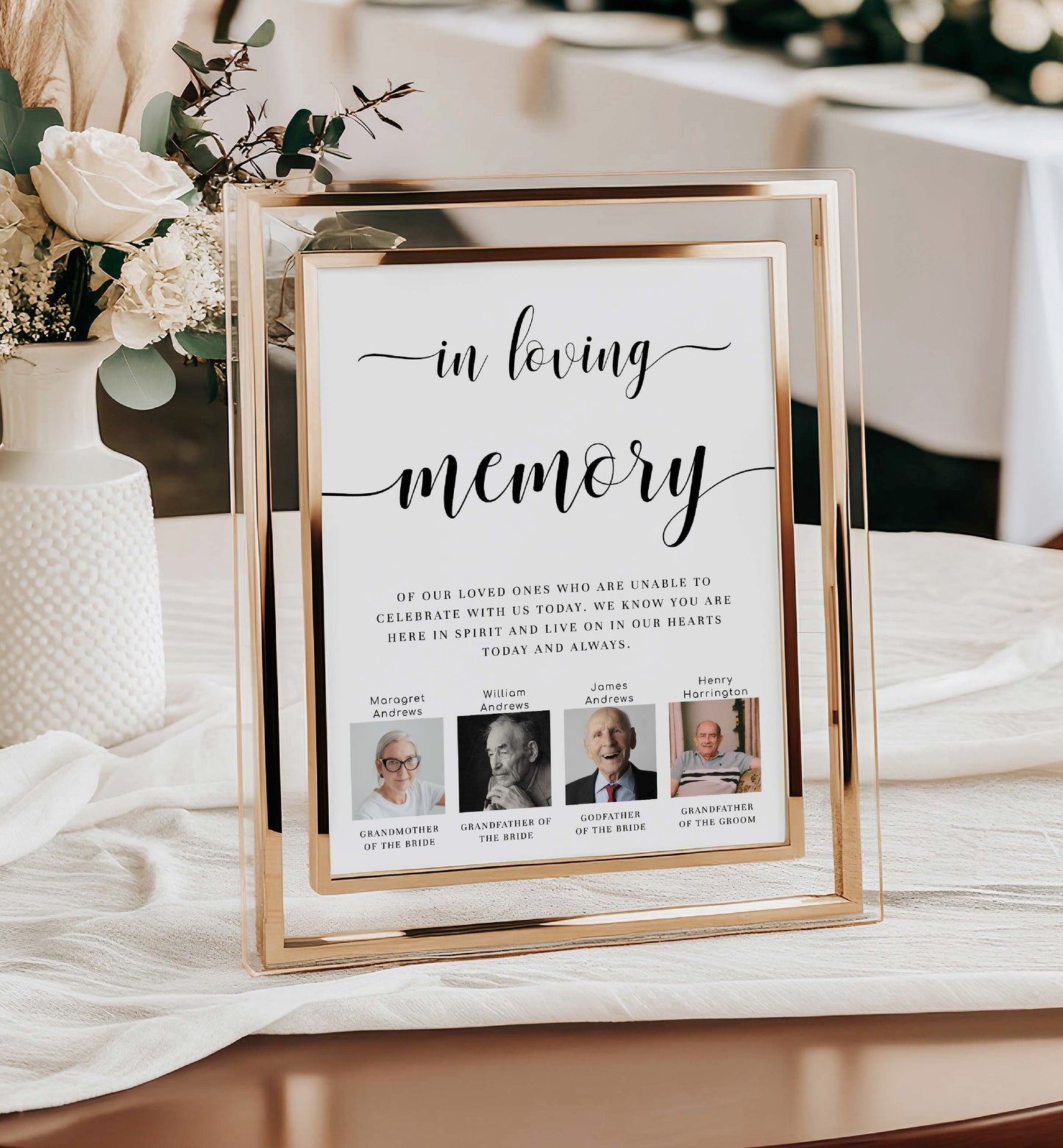 Custom Photo In Loving Memory Sign, Modern Minimal Wedding Memorial Sign Template, Printable Photo Remembrance Sign, Leyton Script