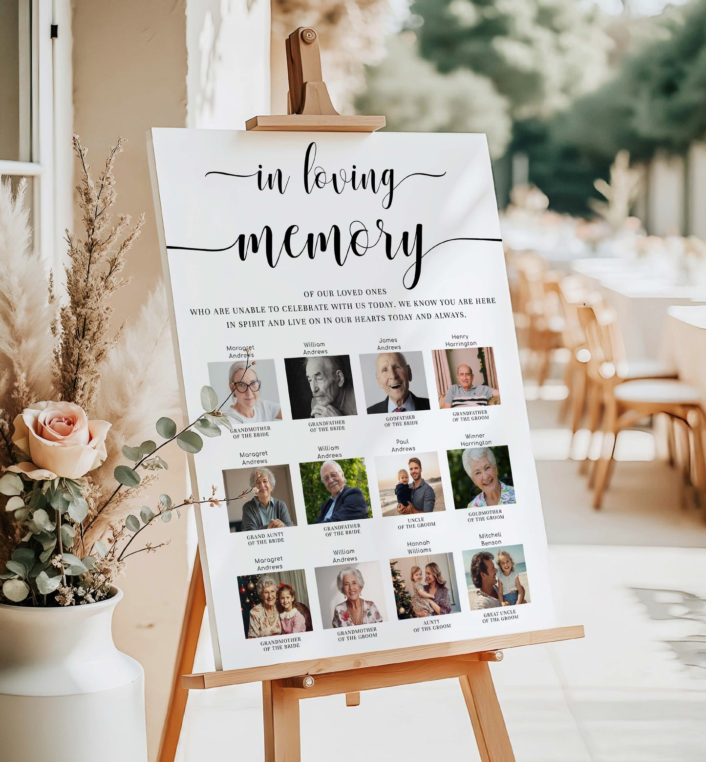 Custom Photo In Loving Memory Sign, Modern Minimal Wedding Memorial Sign Template, Printable Photo Remembrance Sign, Leyton Script