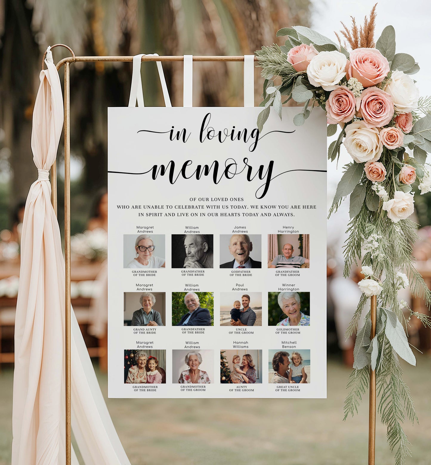 Custom Photo In Loving Memory Sign, Modern Minimal Wedding Memorial Sign Template, Printable Photo Remembrance Sign, Leyton Script