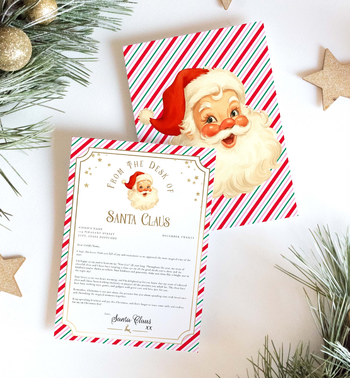 Printable Letter From Santa Template, Approved Nice List Member Letter From Santa Claus, Christmas Letter From Santa, Stripe
