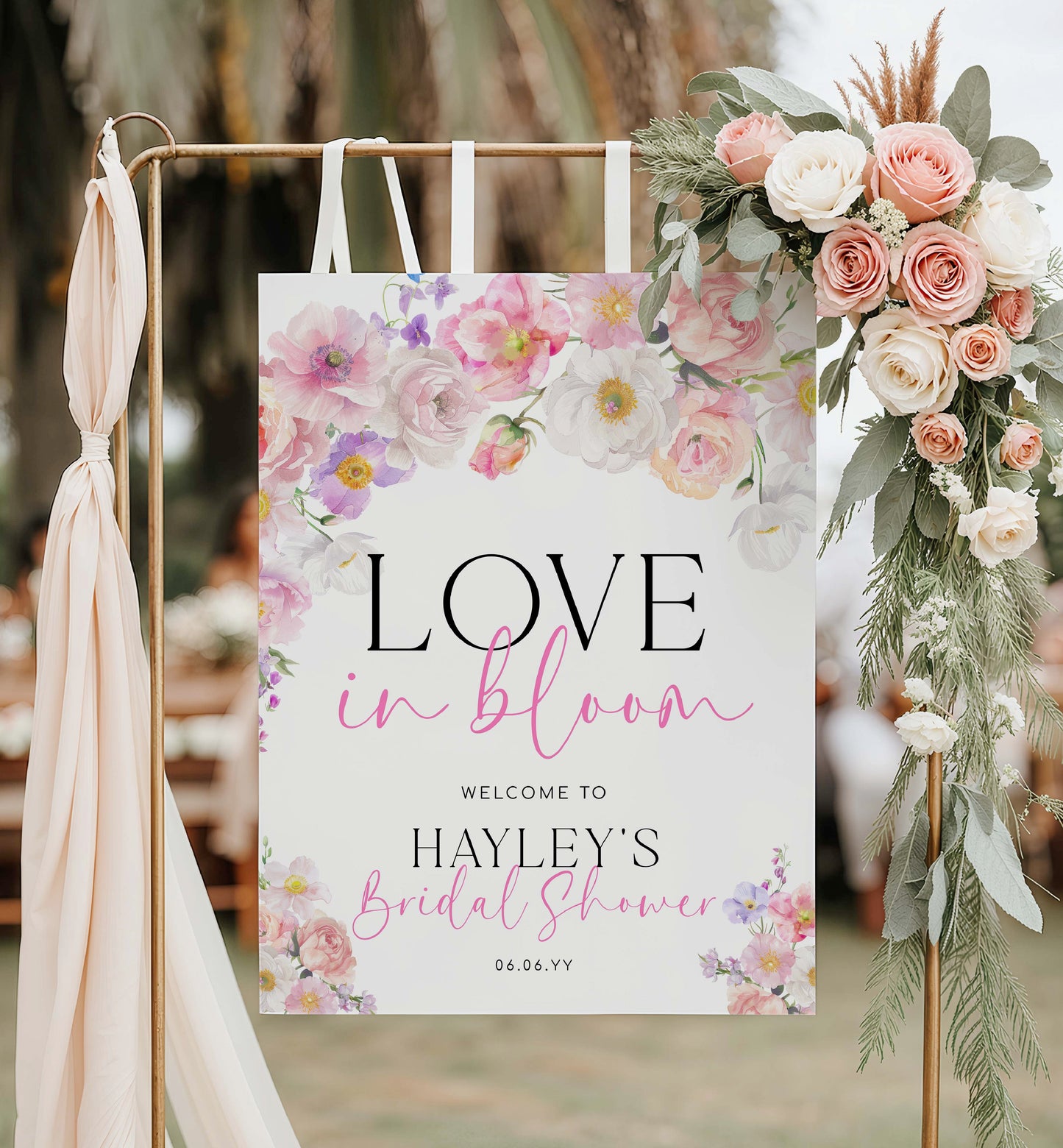 Love In Bloom Welcome Sign, Printable Pink Wildflowers Welcome Sign, Spring Floral Bridal Shower Welcome Sign, Hens Party Sign, Eloise