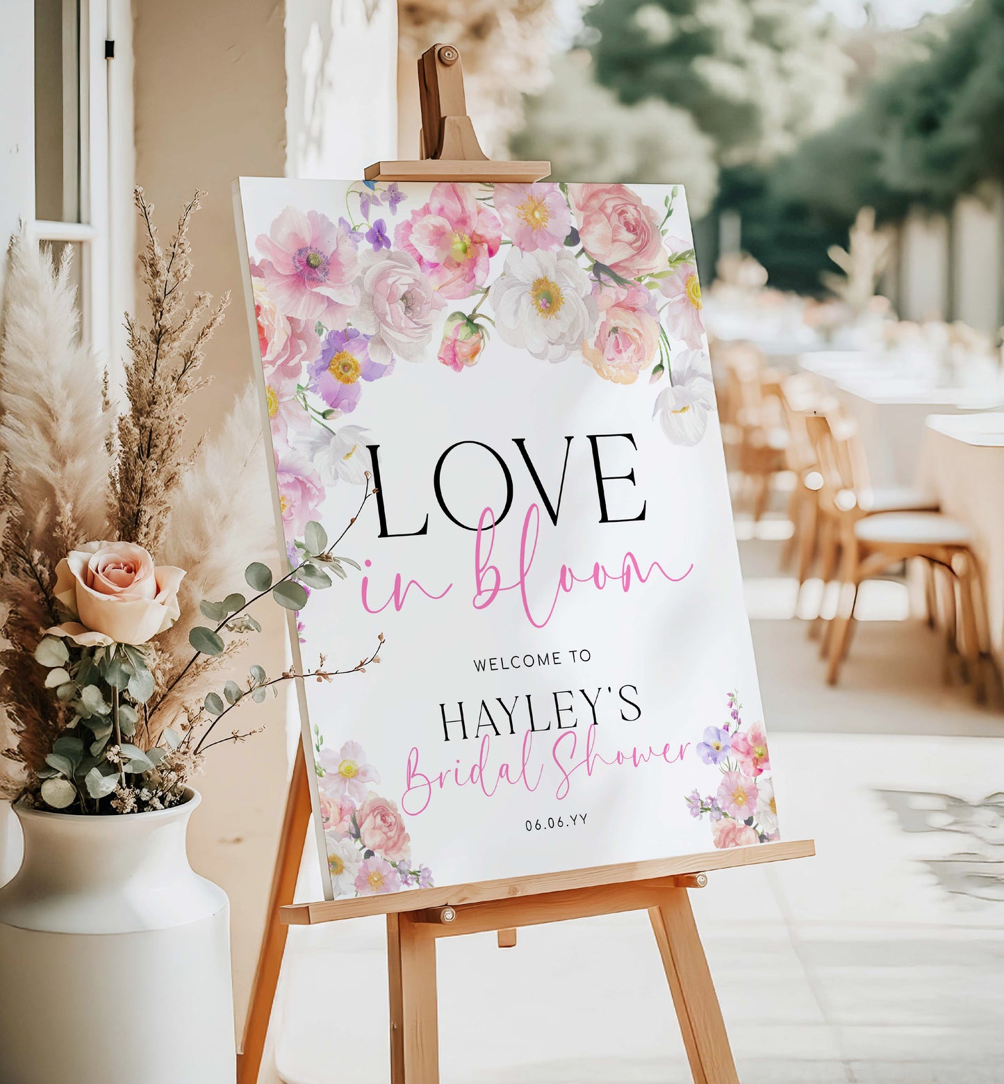 Love In Bloom Welcome Sign, Printable Pink Wildflowers Welcome Sign, Spring Floral Bridal Shower Welcome Sign, Hens Party Sign, Eloise