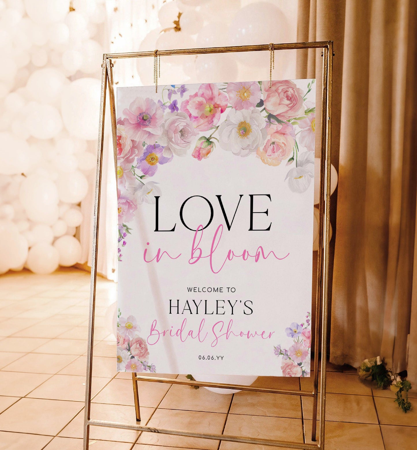 Love In Bloom Welcome Sign, Printable Pink Wildflowers Welcome Sign, Spring Floral Bridal Shower Welcome Sign, Hens Party Sign, Eloise